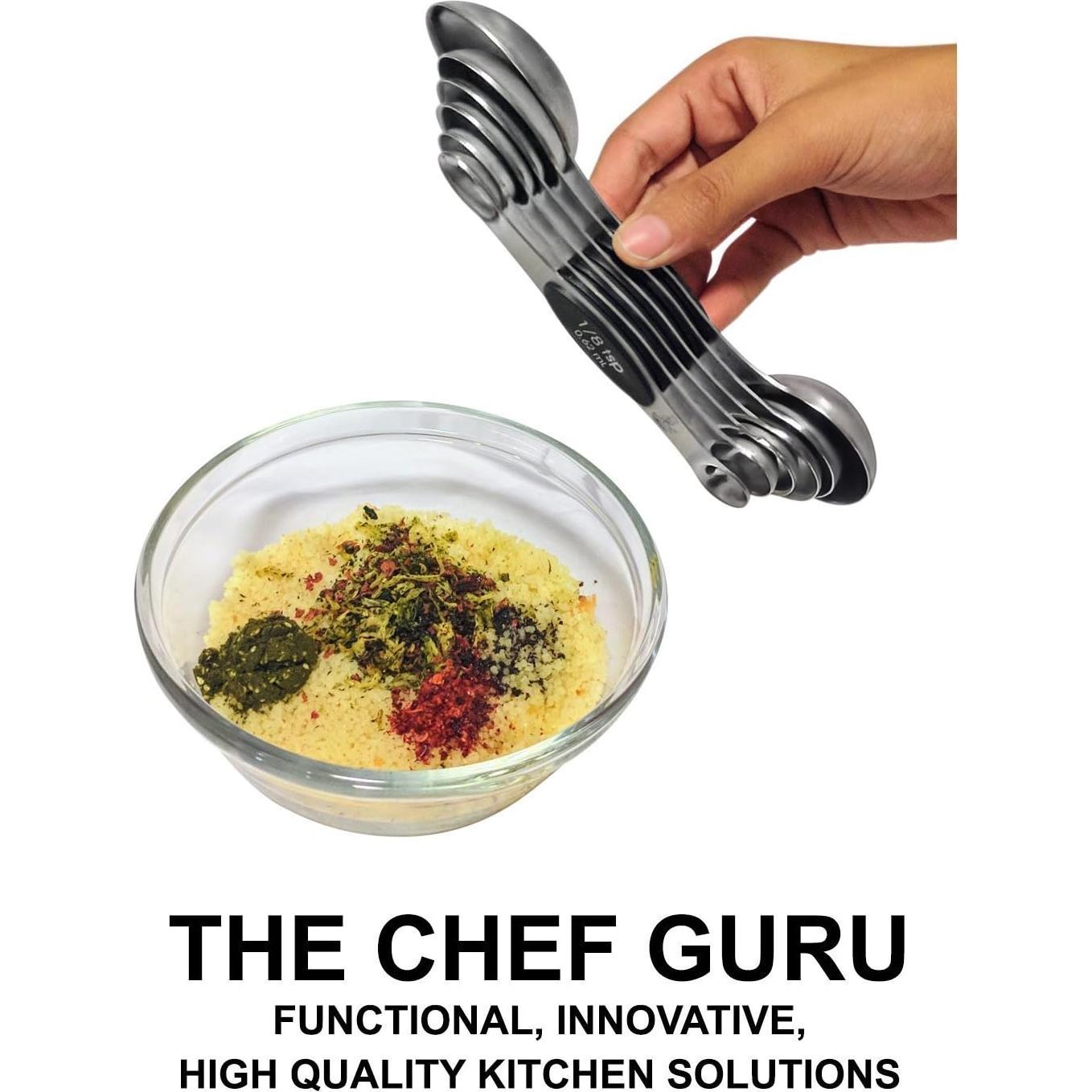 Juego de cucharas medidoras magnéticas El Chef Guru 6 piezas