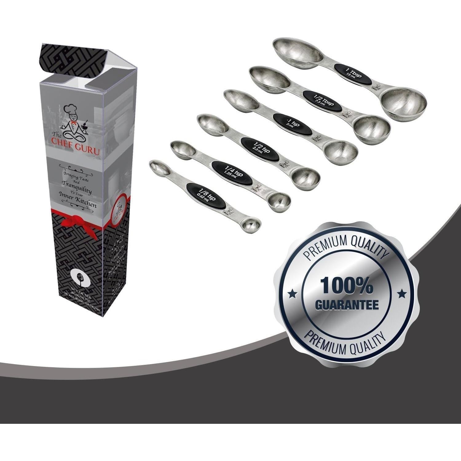 Juego de cucharas medidoras magnéticas El Chef Guru 6 piezas