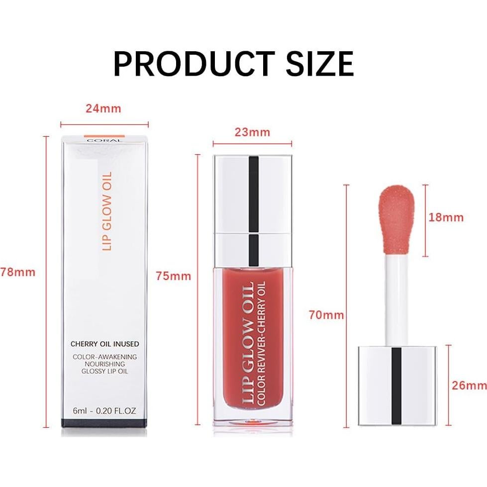 Aceite Brillante Hidratante para Labios Fovcos 2PCS Cereza