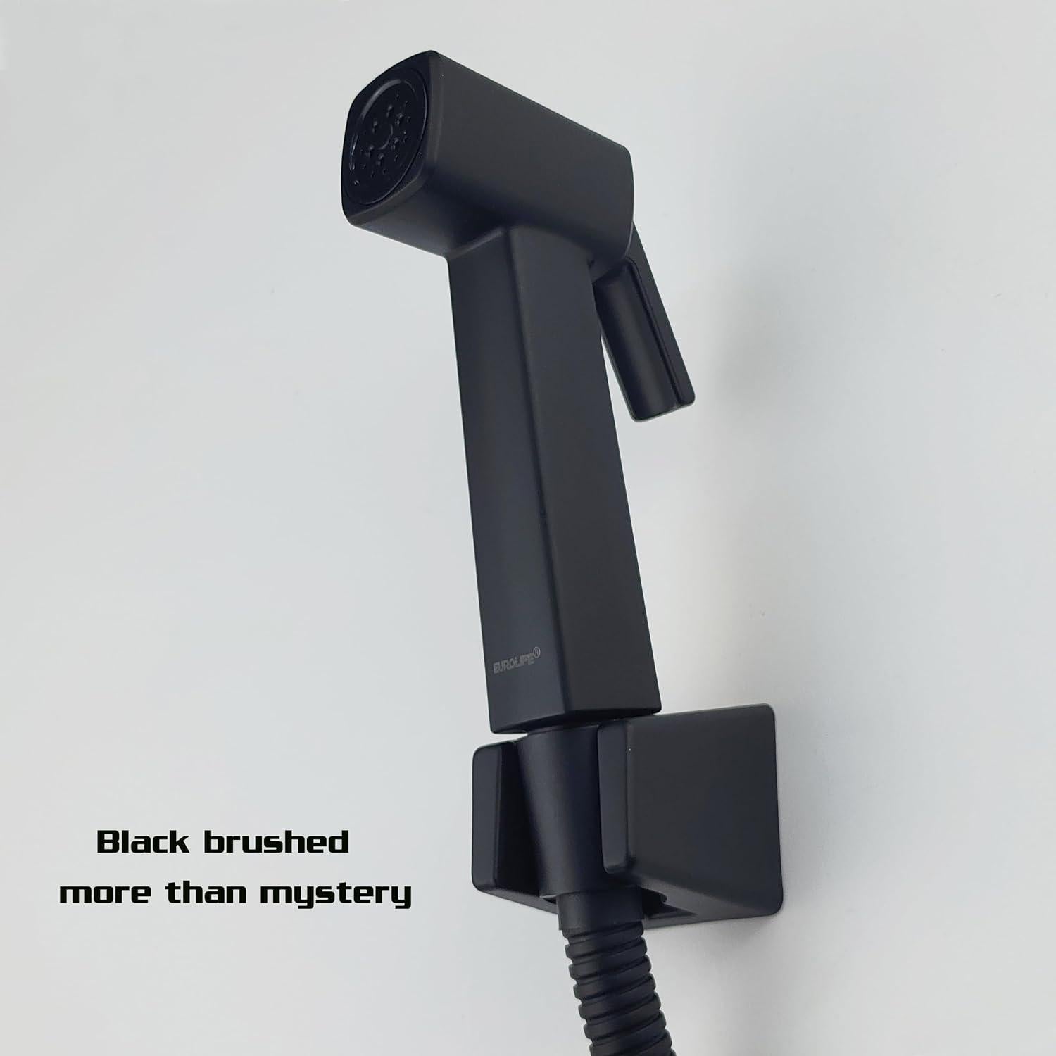 Handheld Toilet Bidet Sprayer for Toilet, Lockable Push Button with Bidet Hose for Feminine Wash, Cloth Diaper for Baby Wash, ABS Material with Black Matte Color