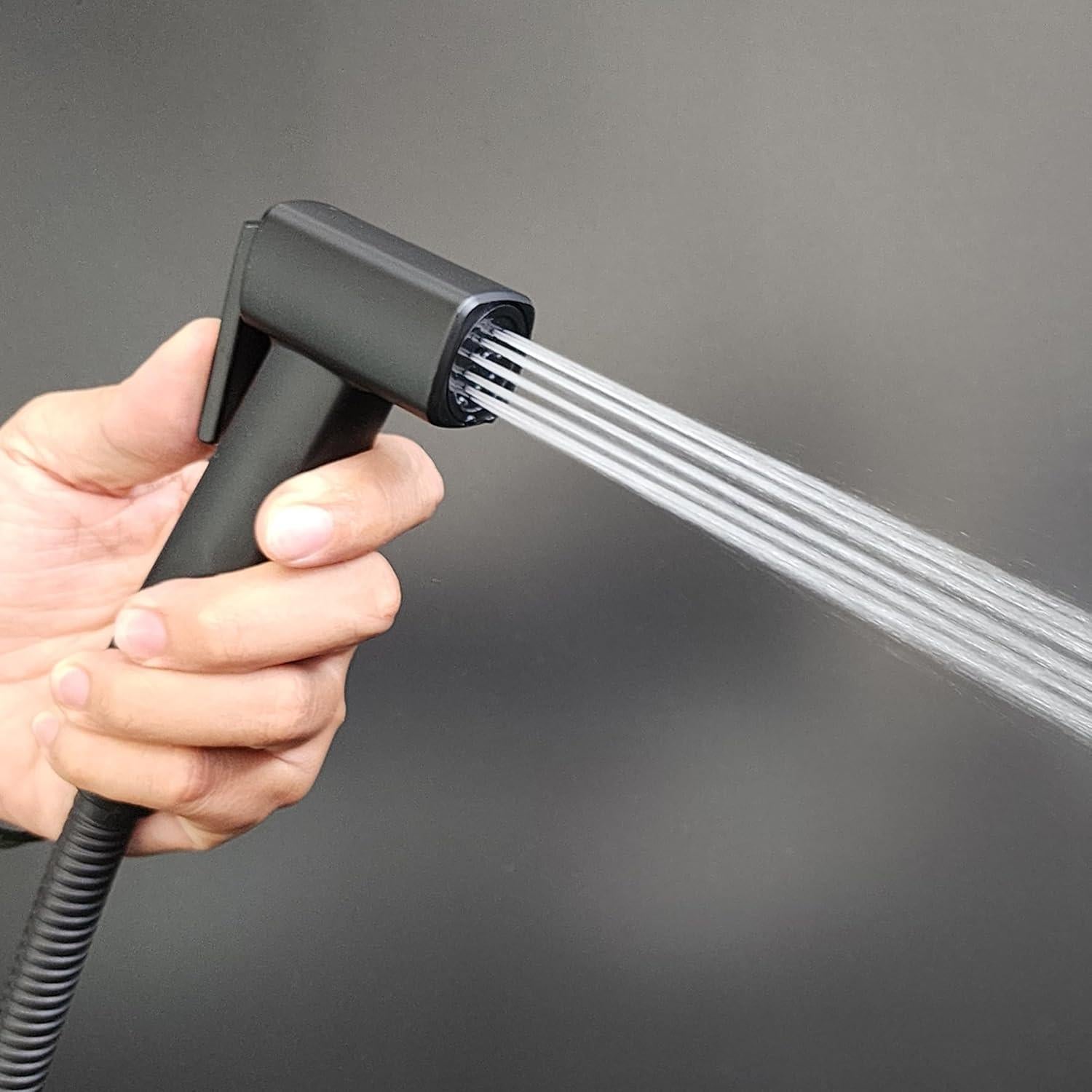 Handheld Toilet Bidet Sprayer for Toilet, Lockable Push Button with Bidet Hose for Feminine Wash, Cloth Diaper for Baby Wash, ABS Material with Black Matte Color