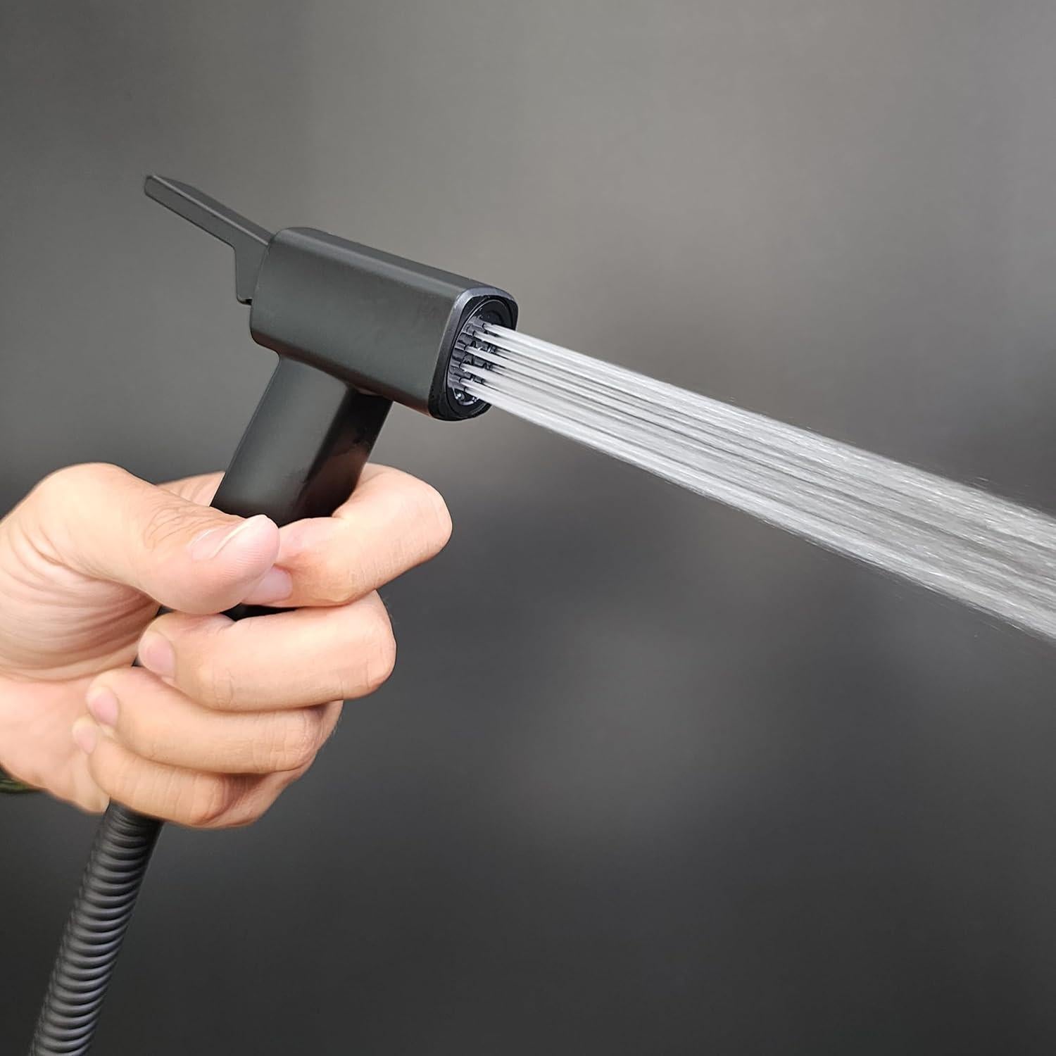 Handheld Toilet Bidet Sprayer for Toilet, Lockable Push Button with Bidet Hose for Feminine Wash, Cloth Diaper for Baby Wash, ABS Material with Black Matte Color