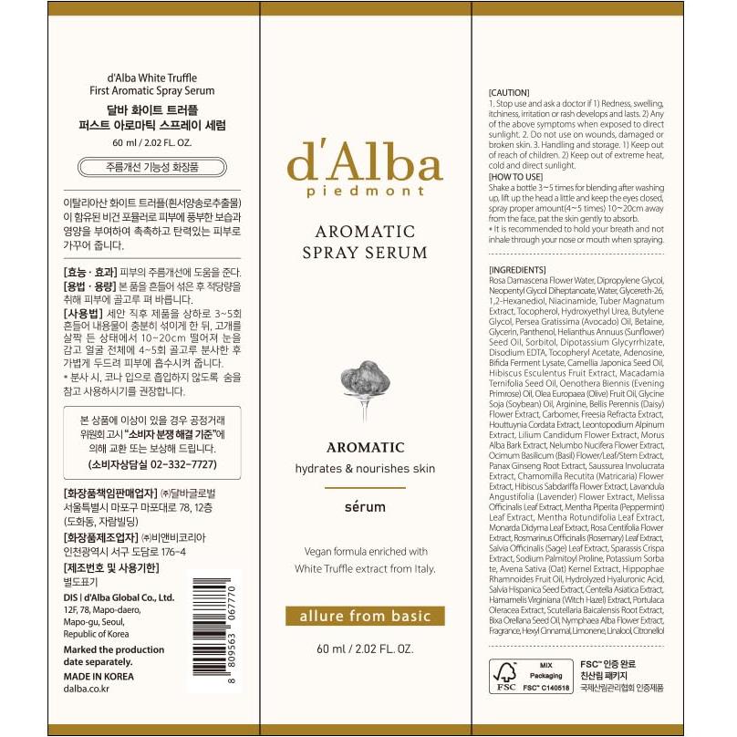 Serum en Spray Aromático d'Alba Piedmont 59.87 ml Hidratante