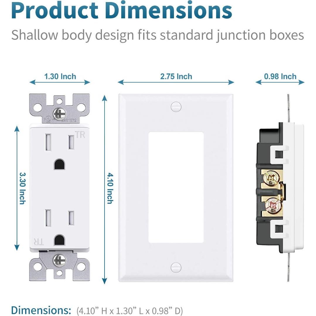 Toma de Corriente Decorativa Micmi 15A Blanca UL Listada