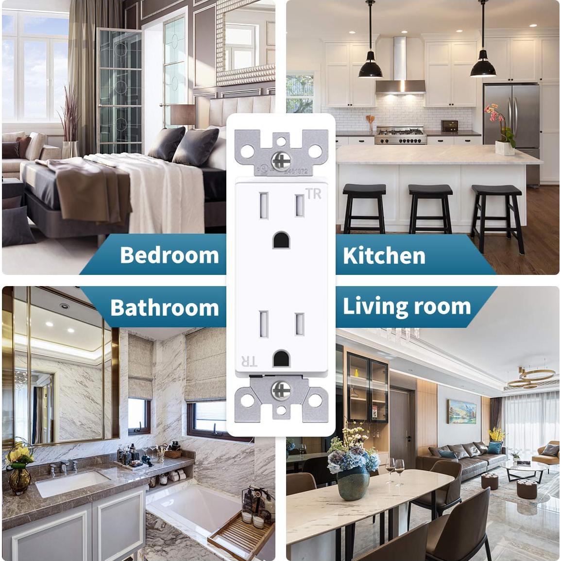 Toma de Corriente Decorativa Micmi 15A Blanca UL Listada