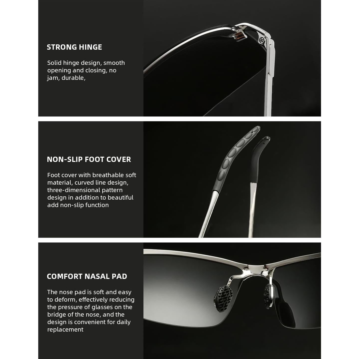 Gafas de Sol Fotoquímicas Polarizadas Hombres UV400 Ultra Livianas