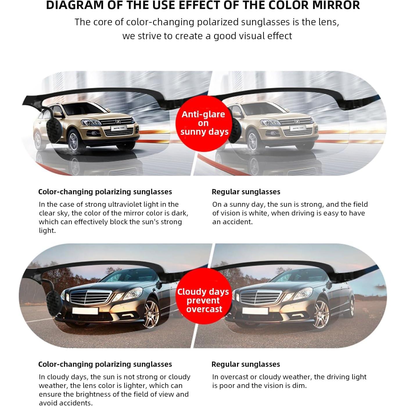 Gafas de Sol Fotoquímicas Polarizadas Hombres UV400 Ultra Livianas
