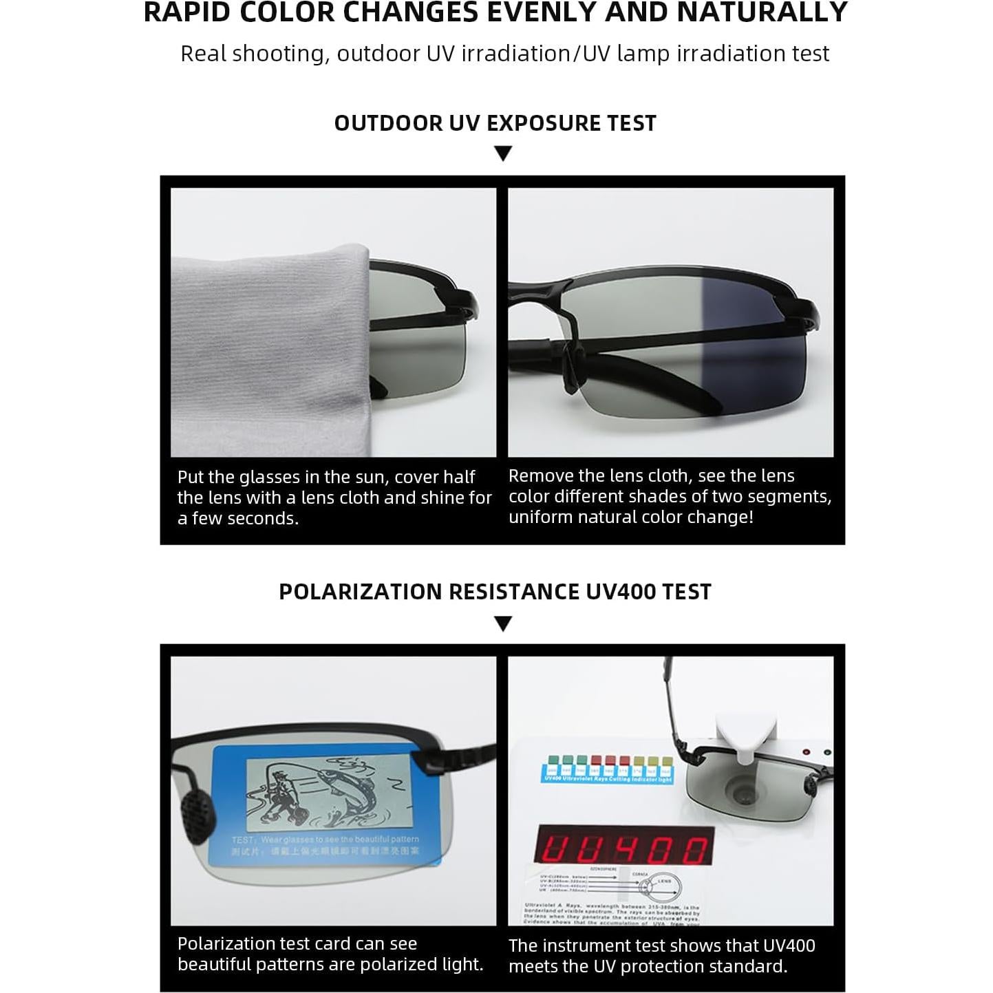 Gafas de Sol Fotoquímicas Polarizadas Hombres UV400 Ultra Livianas