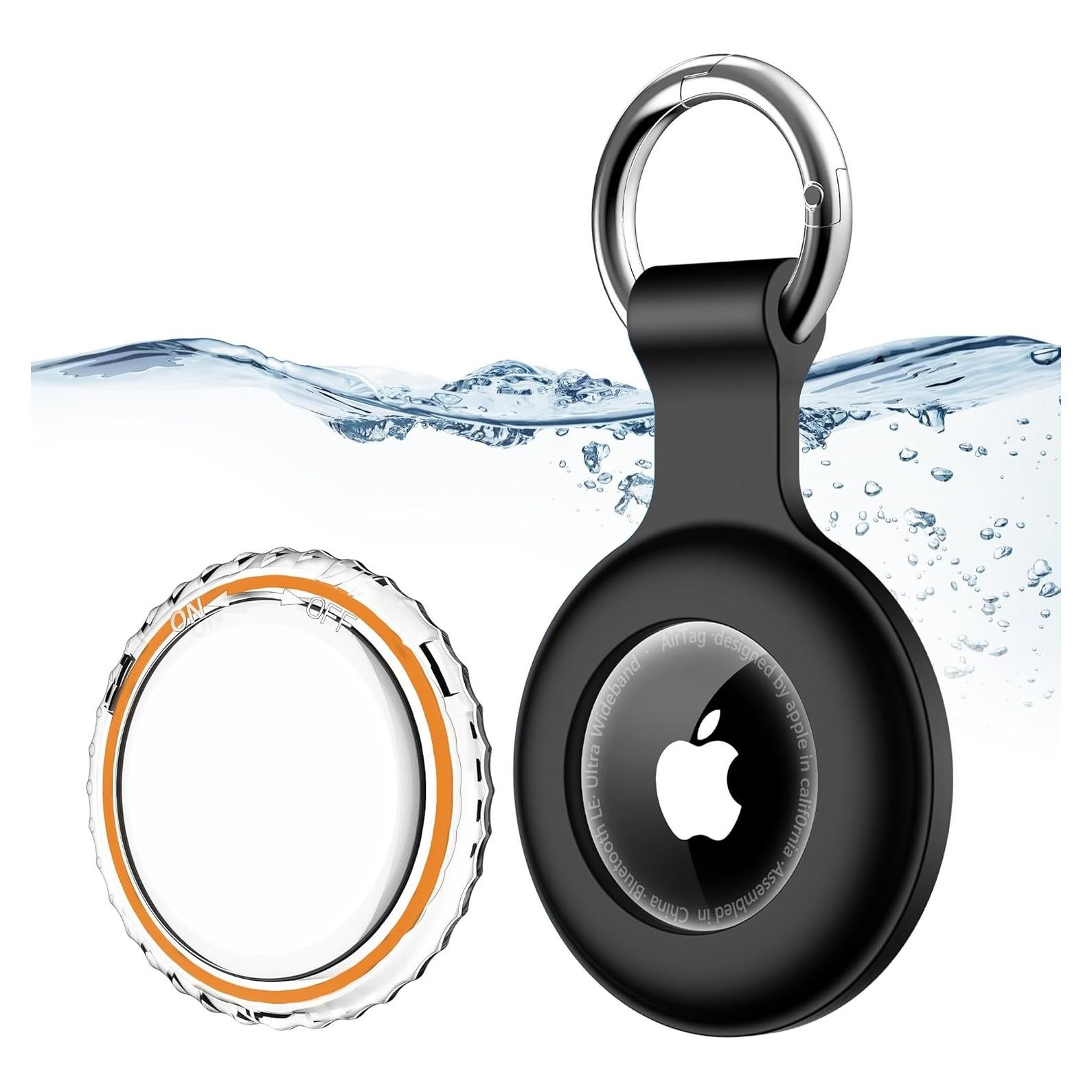Soporte Airtag Impermeable IPX8 xiwxi con Llavero Negro