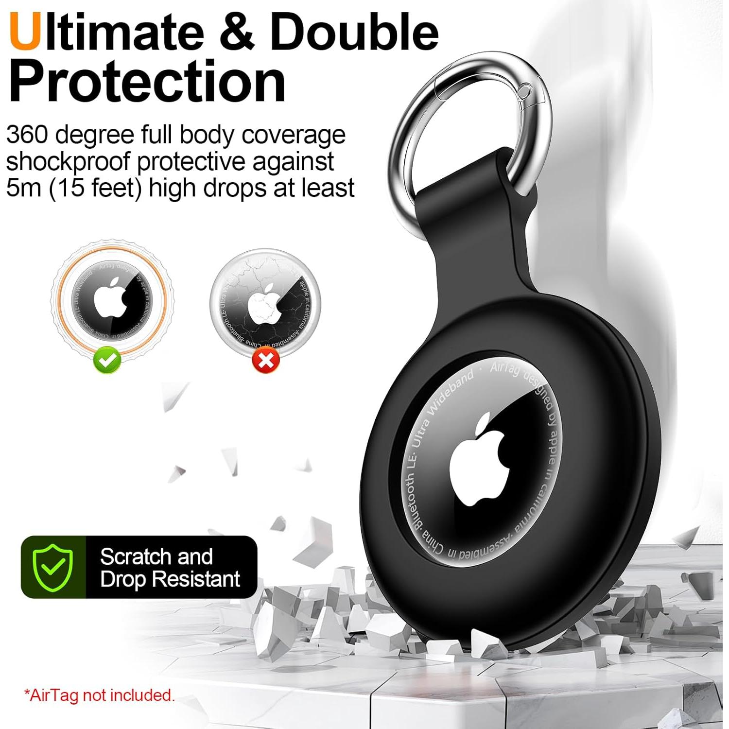 Soporte Airtag Impermeable IPX8 xiwxi con Llavero Negro