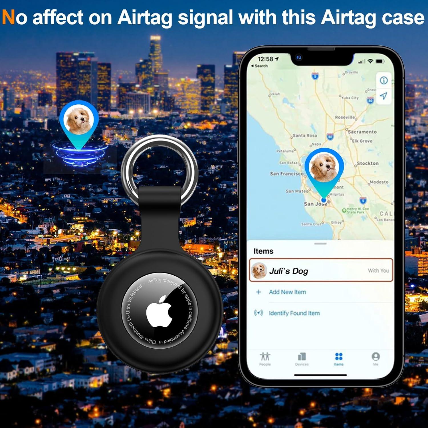 Soporte Airtag Impermeable IPX8 xiwxi con Llavero Negro