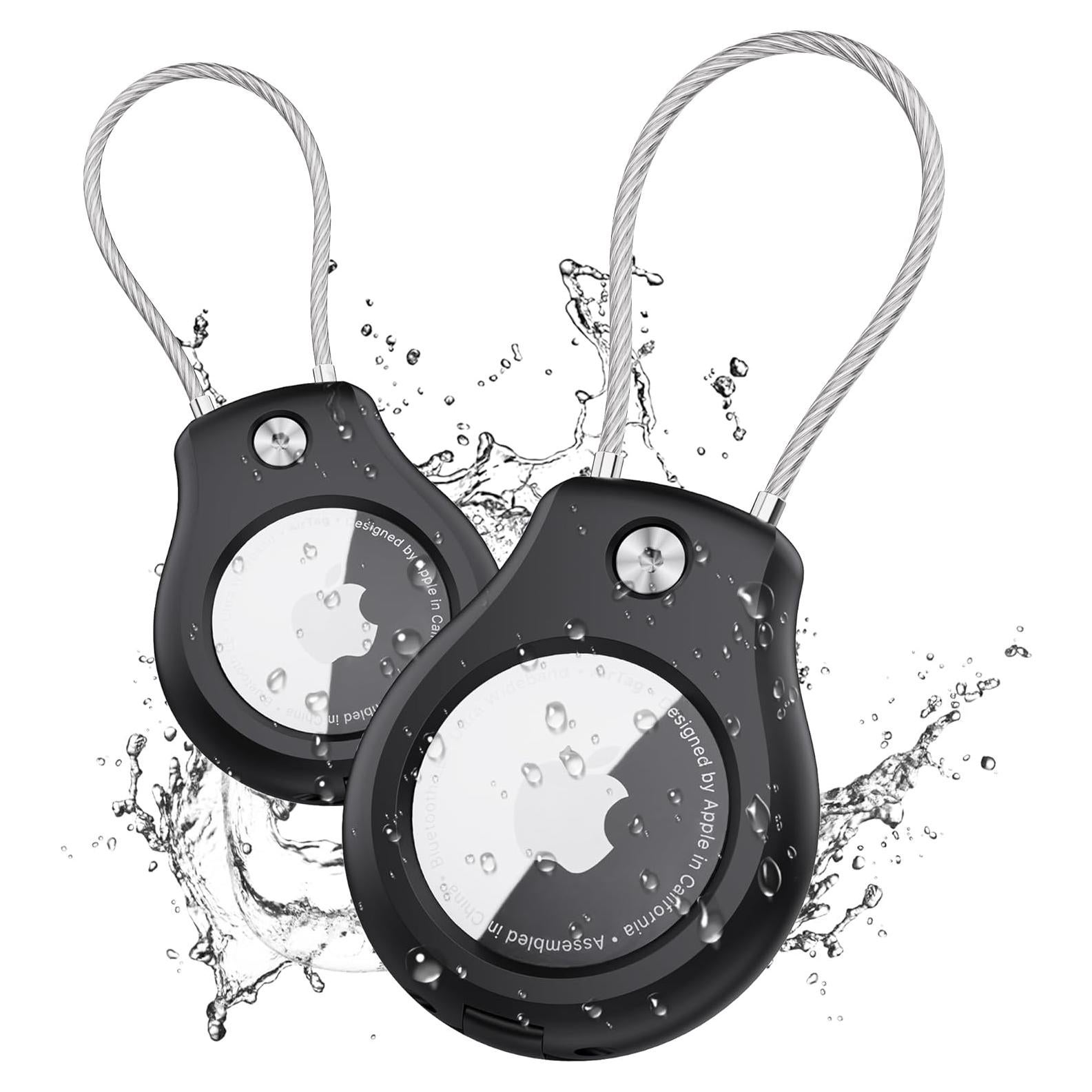 AirTag Keychain Holder- 2 Pack, Waterproof Air Tag Lock Case, Compatible with Apple AirTags, Ultra Secure Apple Tag case, for Luggage, Key Ring Key Chain Luggage tag Backpack& More…