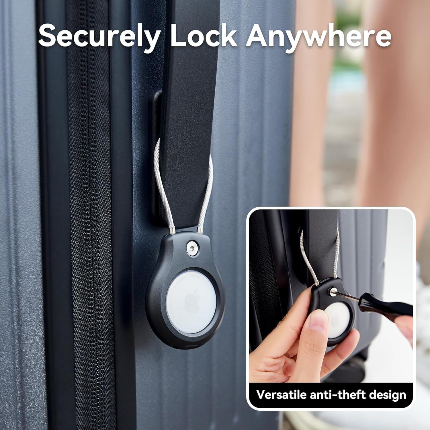 AirTag Keychain Holder- 2 Pack, Waterproof Air Tag Lock Case, Compatible with Apple AirTags, Ultra Secure Apple Tag case, for Luggage, Key Ring Key Chain Luggage tag Backpack& More…