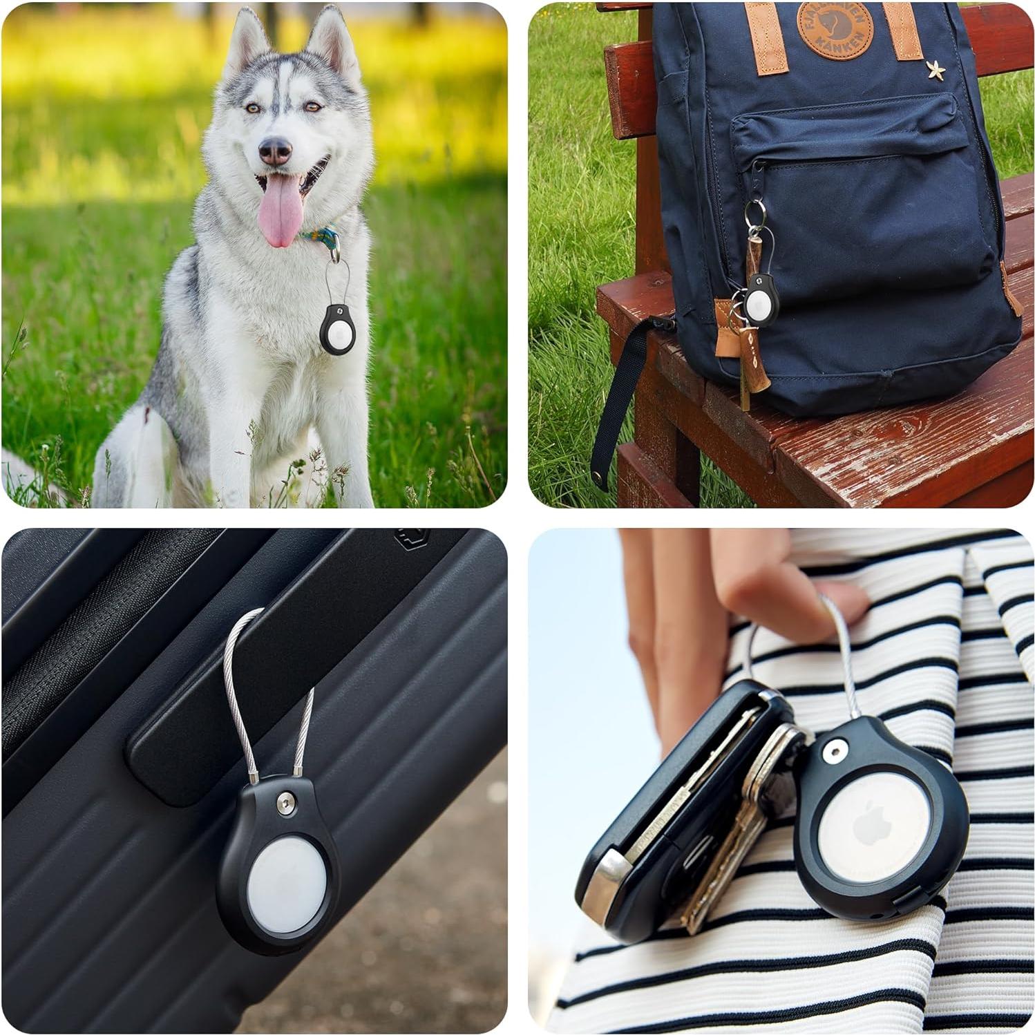 AirTag Keychain Holder- 2 Pack, Waterproof Air Tag Lock Case, Compatible with Apple AirTags, Ultra Secure Apple Tag case, for Luggage, Key Ring Key Chain Luggage tag Backpack& More…