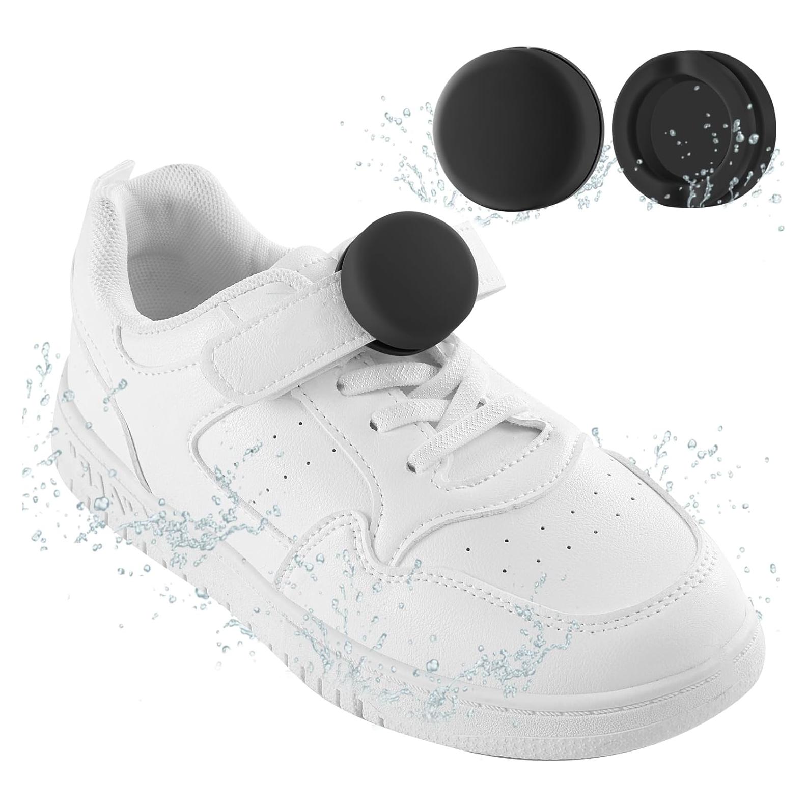 Waterproof Air Tag Holder for Kids Shoelaces & Straps, 2 Pack Hidden Silicone Shoe Clip for Apple AirTag, GPS Tracker for Children Shoes Shoestring (Black)