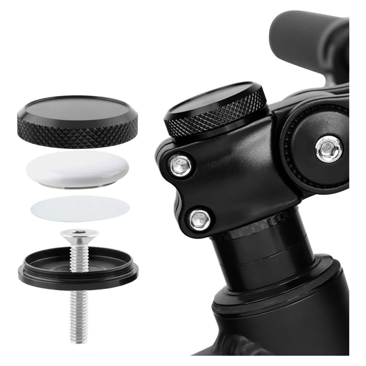 Bike Mount for AirTag, 1-1/8" Hidden Bicycle Stem Cap Mount Compatible with AirTag, Anti-Theft Bike GPS Tracker Protection, Waterproof Holder for Bike Headset Cap, Black