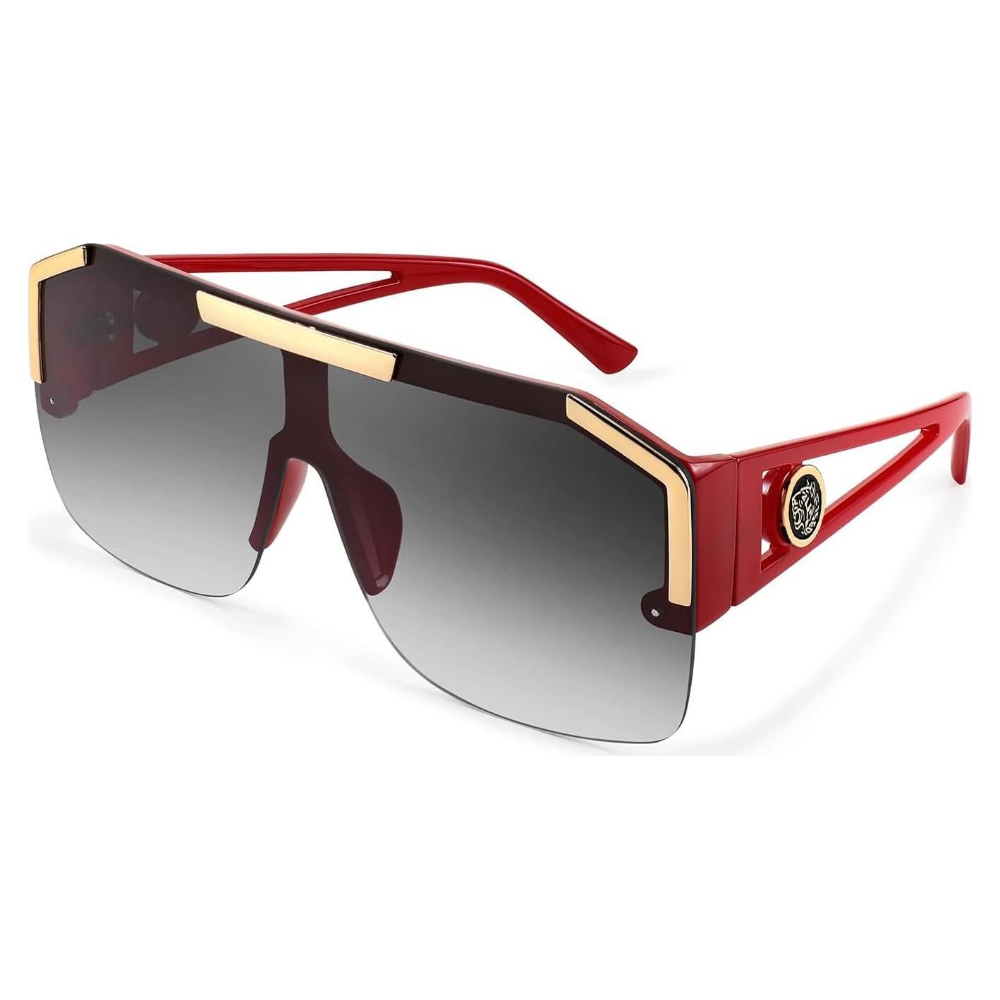 Gafas de Sol FEISEDY Cuadradas UV400 Marco Vino 73mm