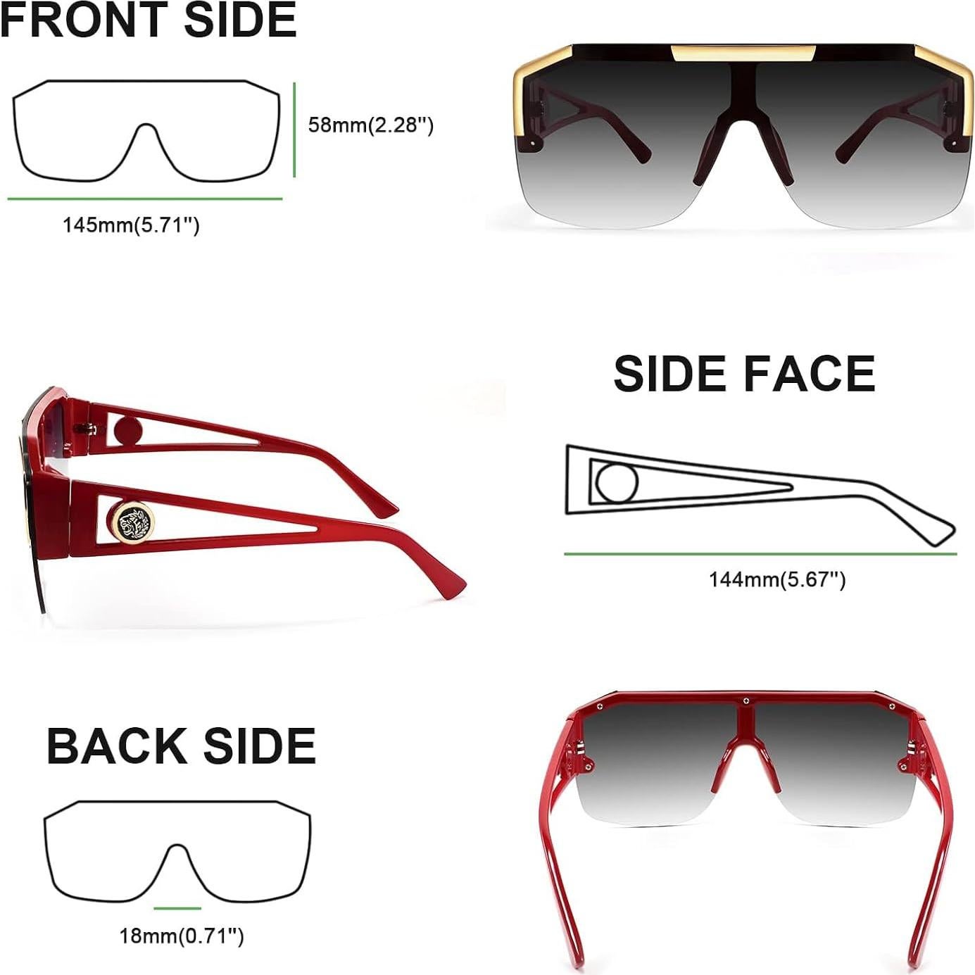 Gafas de Sol FEISEDY Cuadradas UV400 Marco Vino 73mm