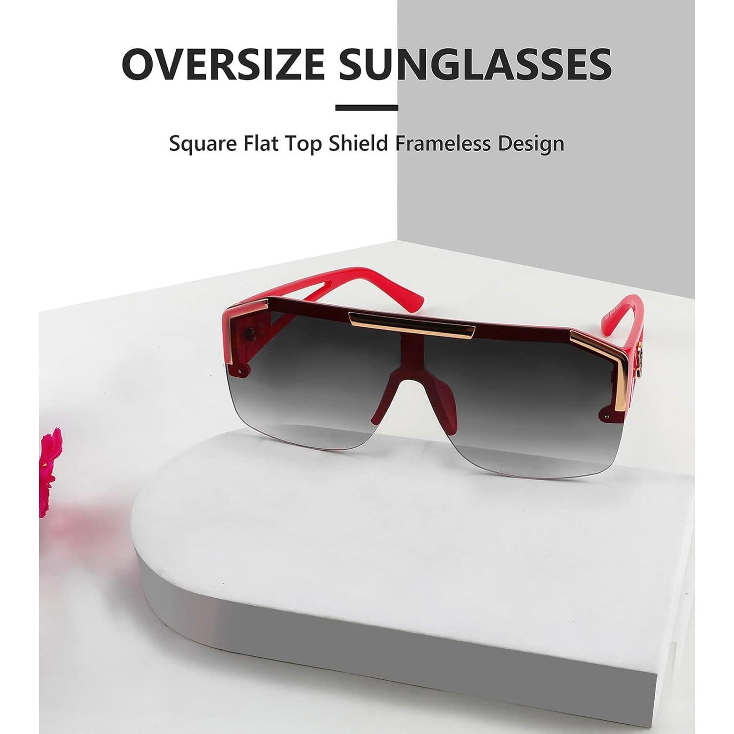 Gafas de Sol FEISEDY Cuadradas UV400 Marco Vino 73mm