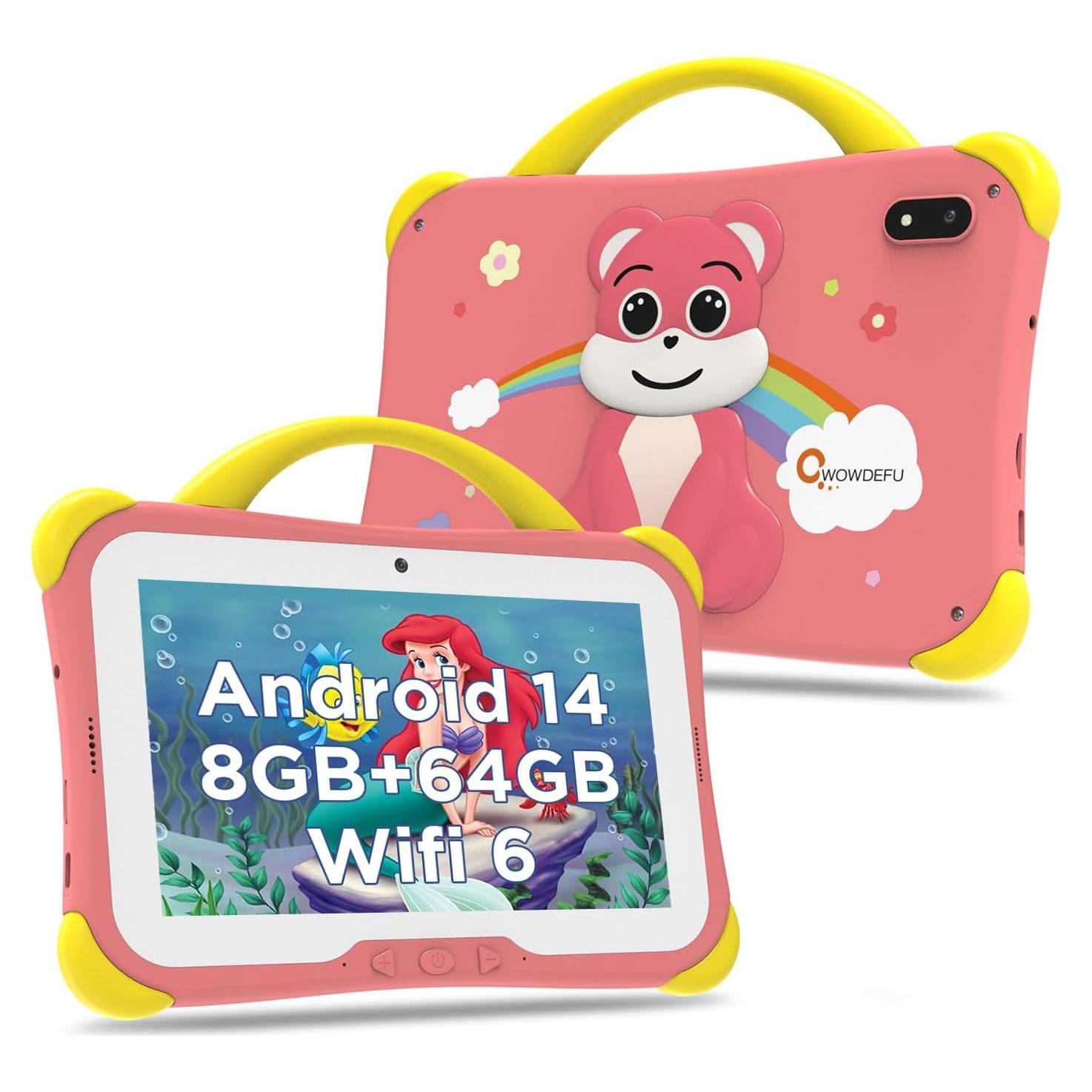 Tableta para Niños CWOWDEFU 7" Android 14 8GB/64GB Rosa