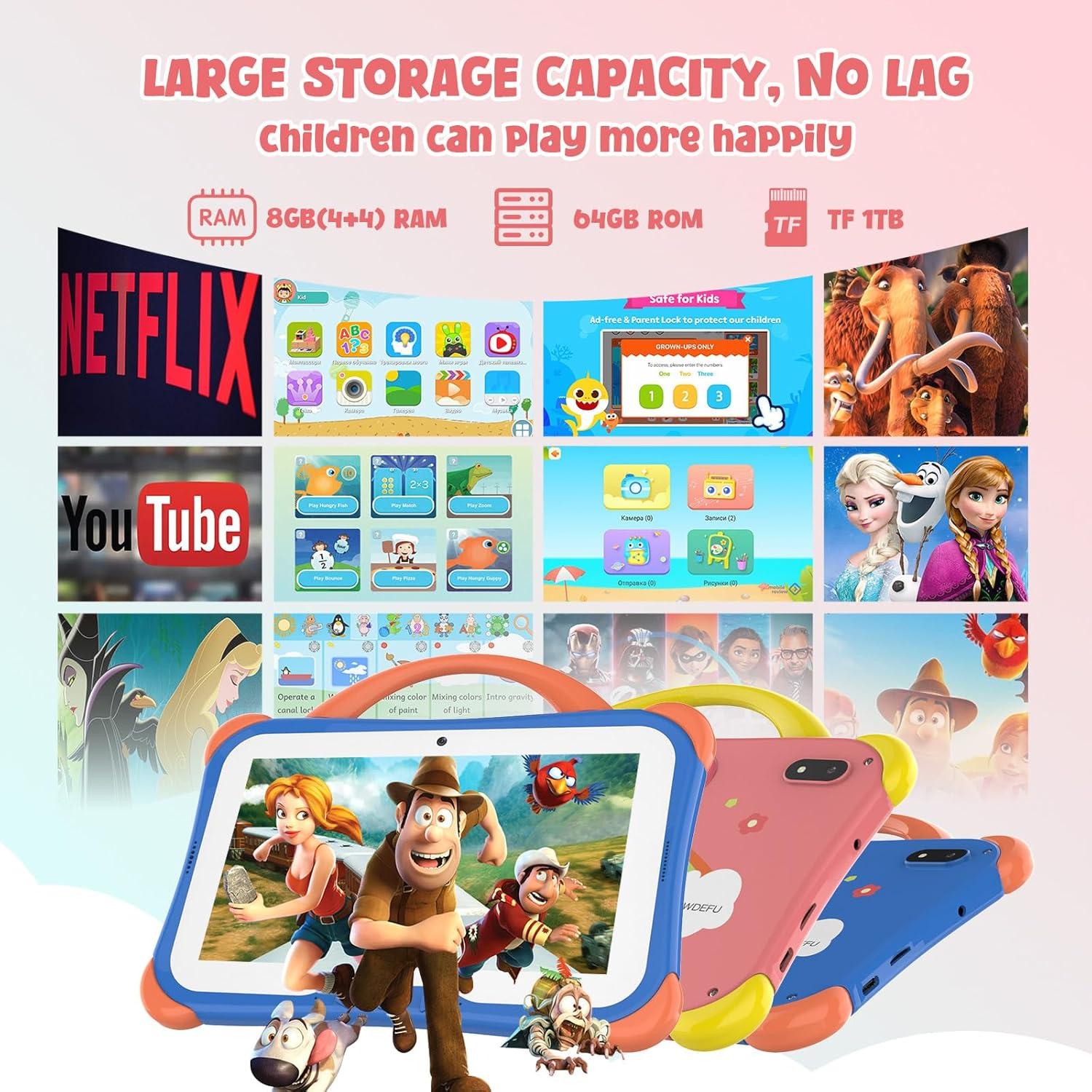 Tableta para Niños CWOWDEFU 7" Android 14 8GB/64GB Rosa