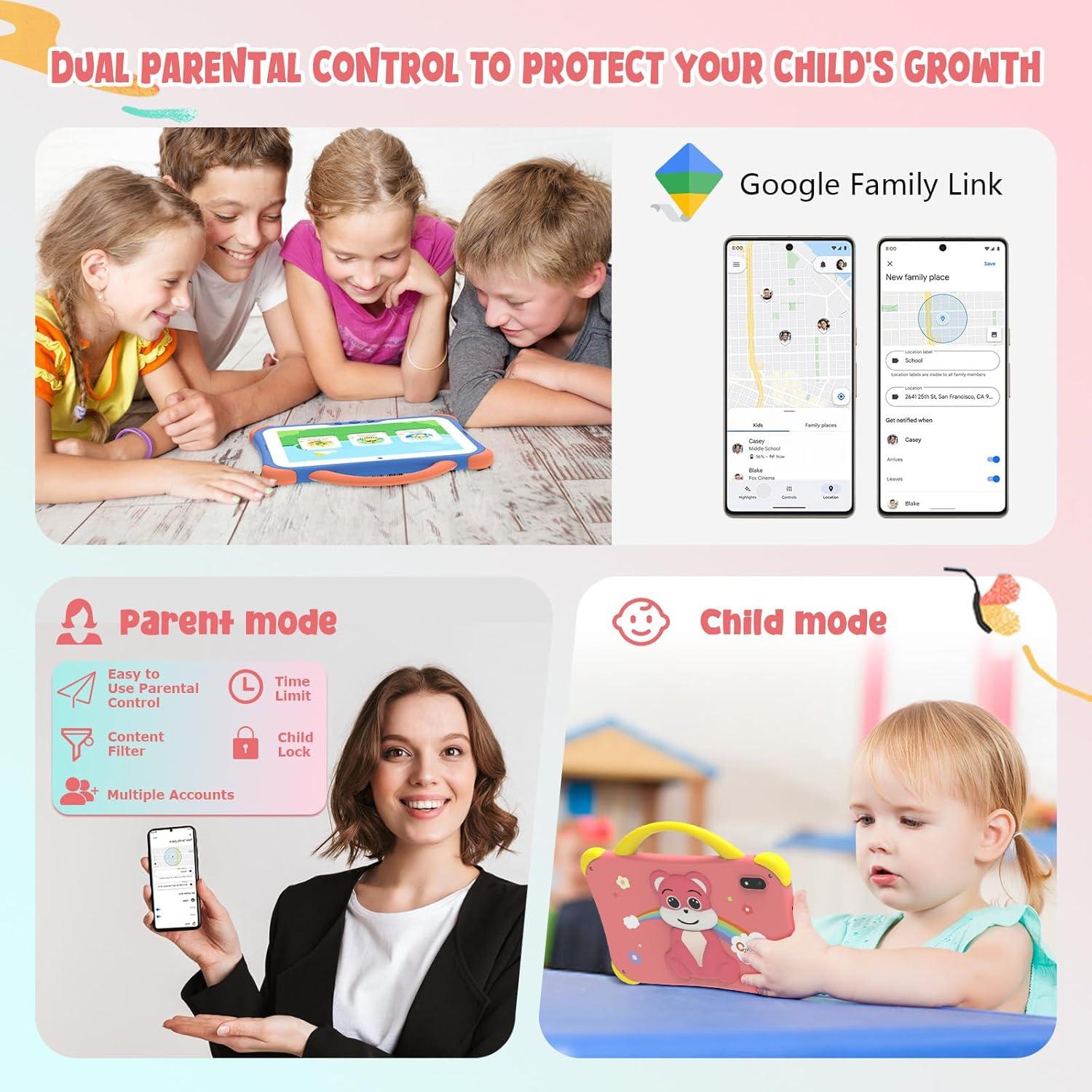 Tableta para Niños CWOWDEFU 7" Android 14 8GB/64GB Rosa