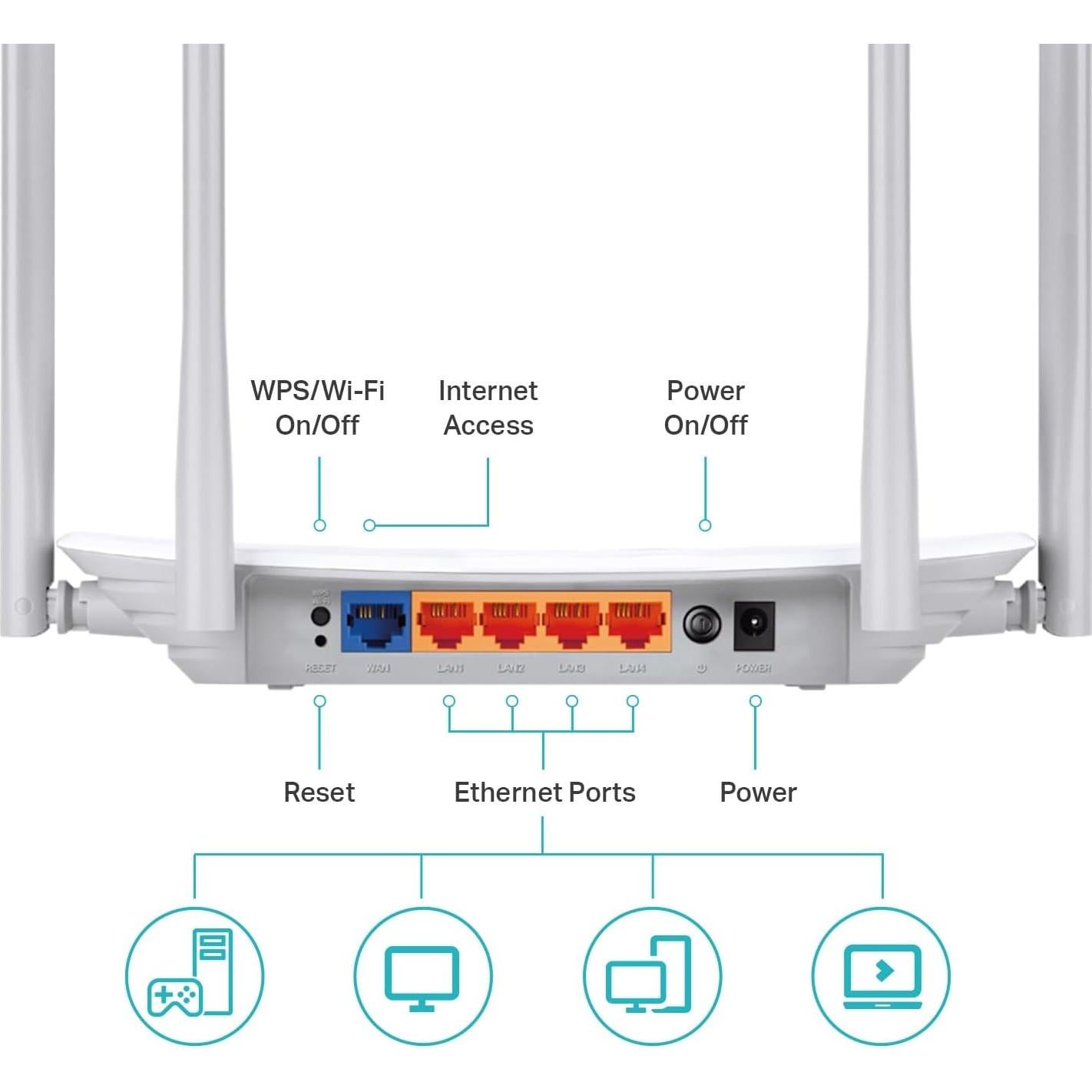 Router WiFi TP-Link AC1200 Archer A54 Doble Banda 4 Puertos