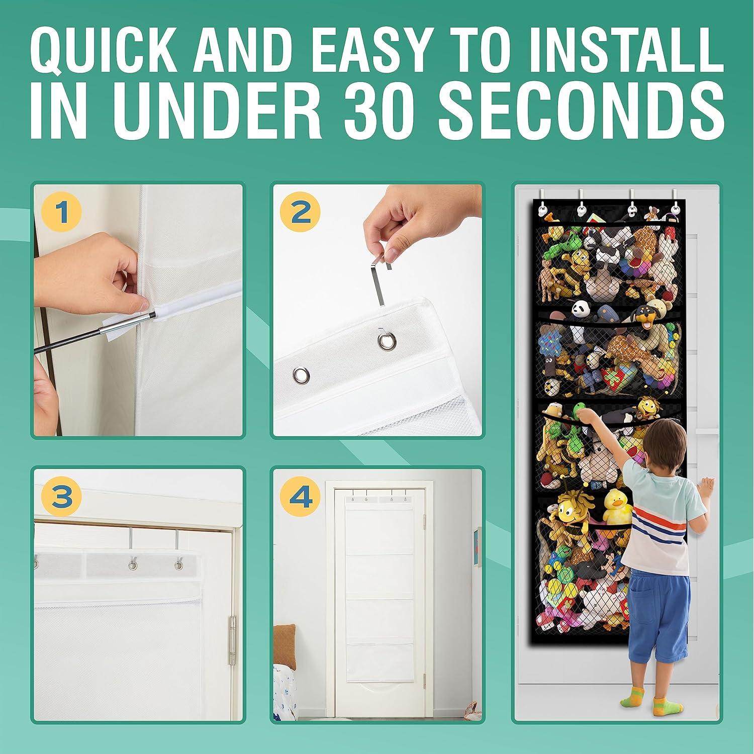 Organizador de Almacenamiento Honeyera para Animales de Peluche 182.88x60.96cm Negro