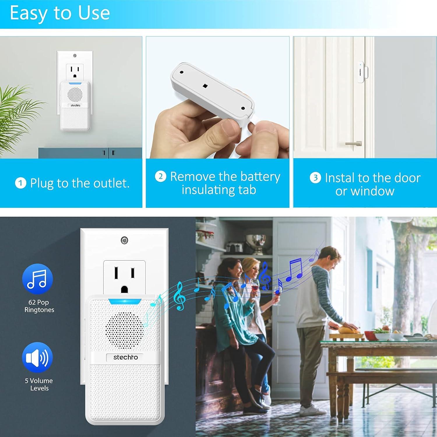 Timbre Inalámbrico STECHRO 600 pies 1 receptor 2 sensores