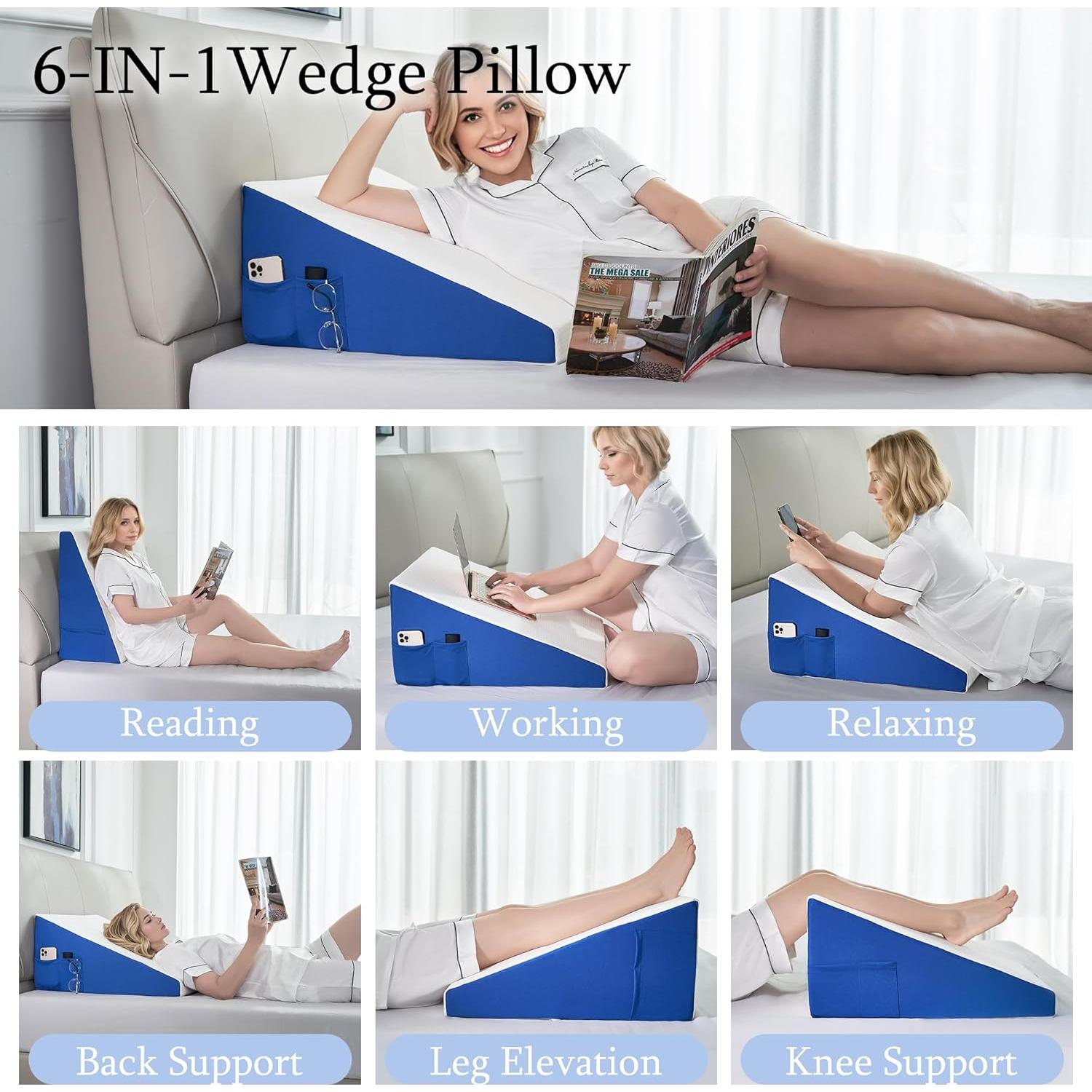 Cojín en forma de cuña Pilyore 19 cm con funda extra lavable