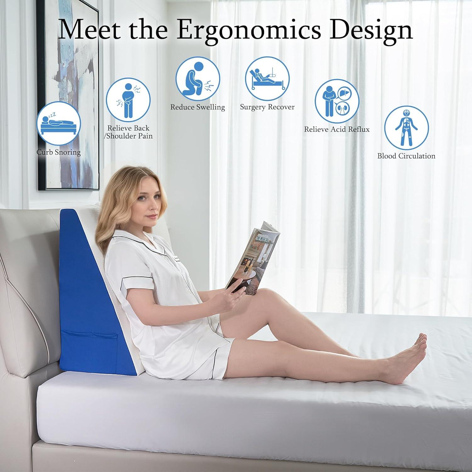 Cojín en forma de cuña Pilyore 19 cm con funda extra lavable