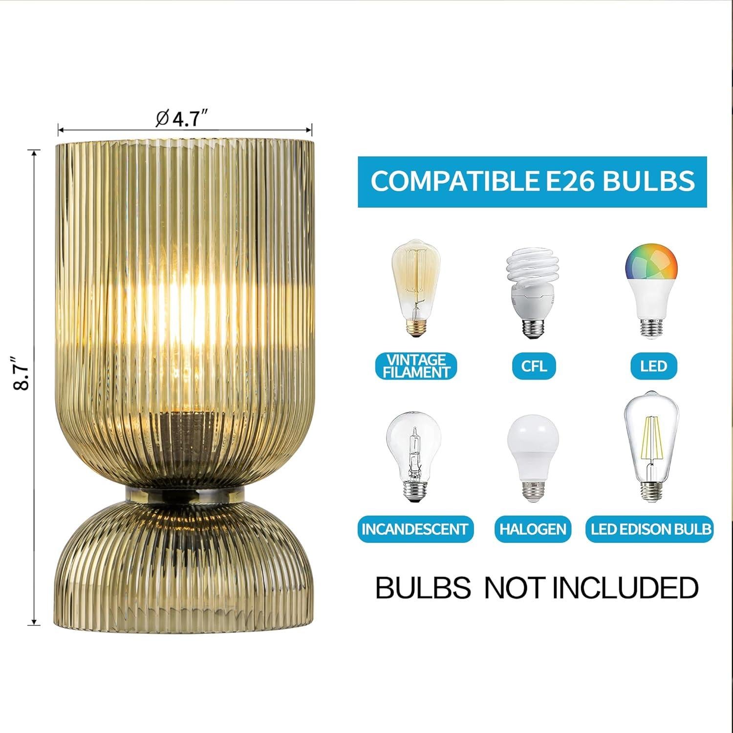 Lámpara de Mesa Moderna Gmrhndy Verde Vidrio 22.1cm