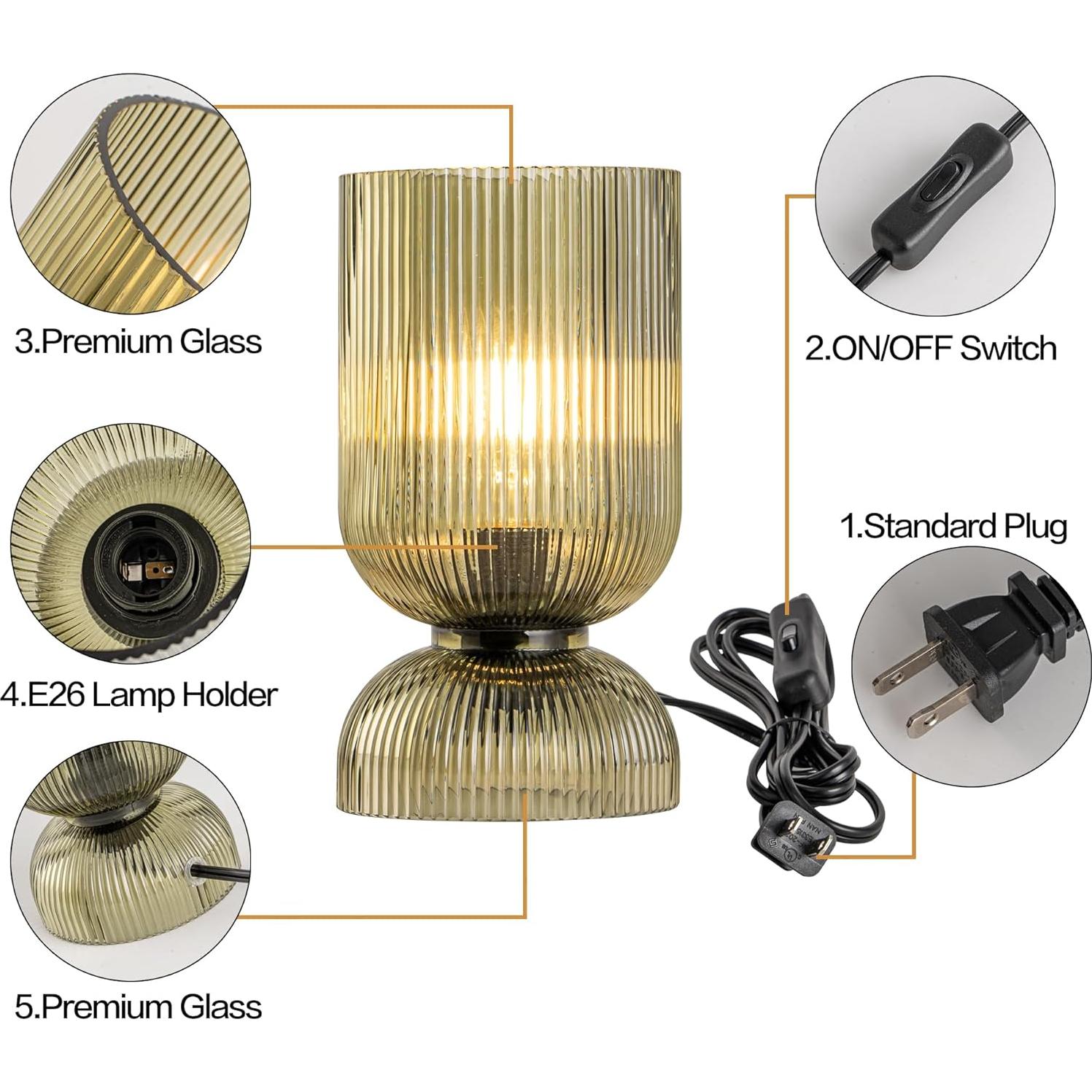 Lámpara de Mesa Moderna Gmrhndy Verde Vidrio 22.1cm