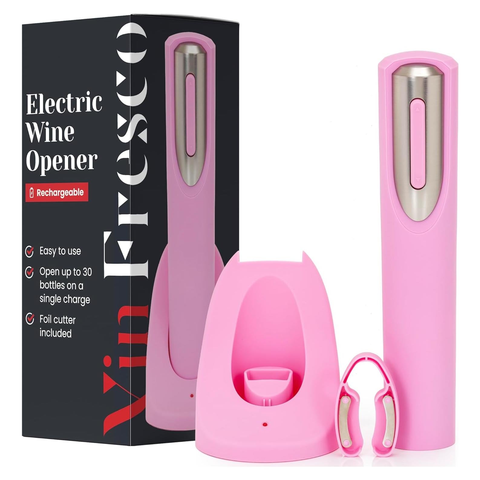 Abridor de Vino Eléctrico Recargable Vin Fresco - Rosa y Plata