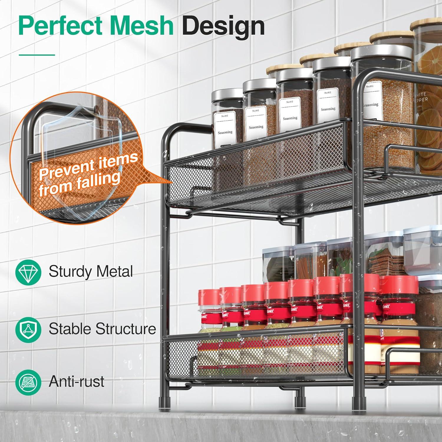 Organizador de Especias Xpatee de Metal Plegable 2 Niveles Negro