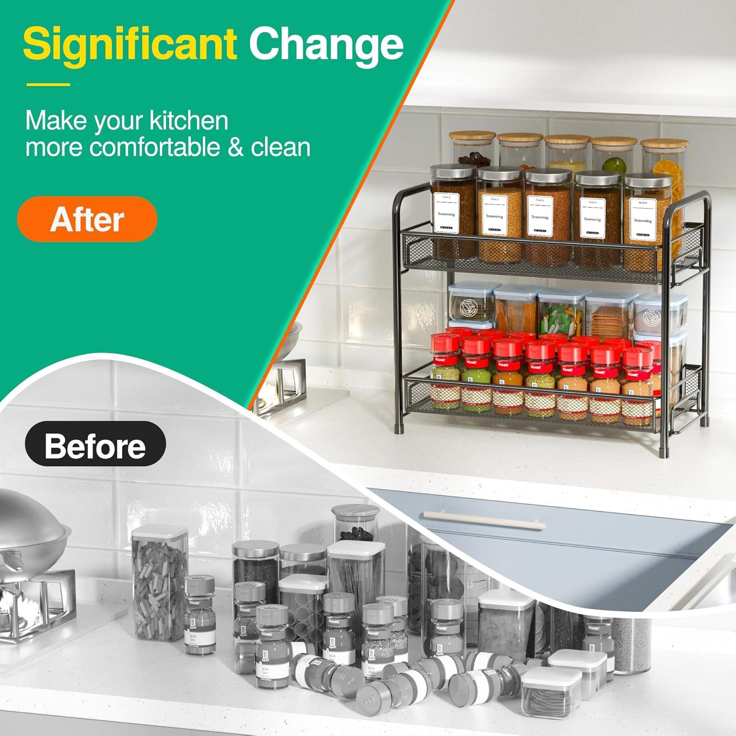 Organizador de Especias Xpatee de Metal Plegable 2 Niveles Negro