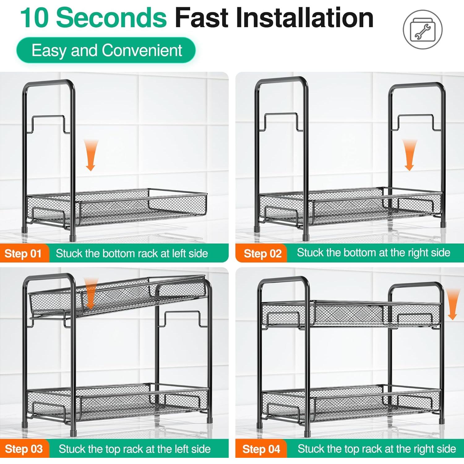 Organizador de Especias Xpatee de Metal Plegable 2 Niveles Negro