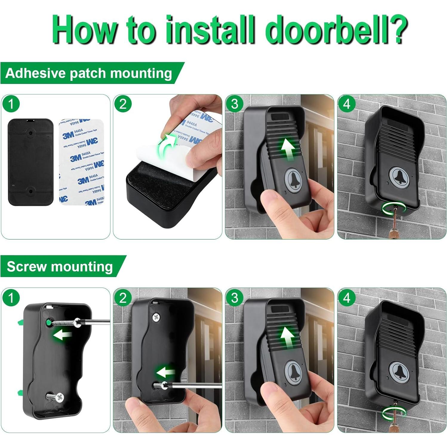 Timbre Inalámbrico UHAXZ Dúplex Negro 1000 pies Bidireccional