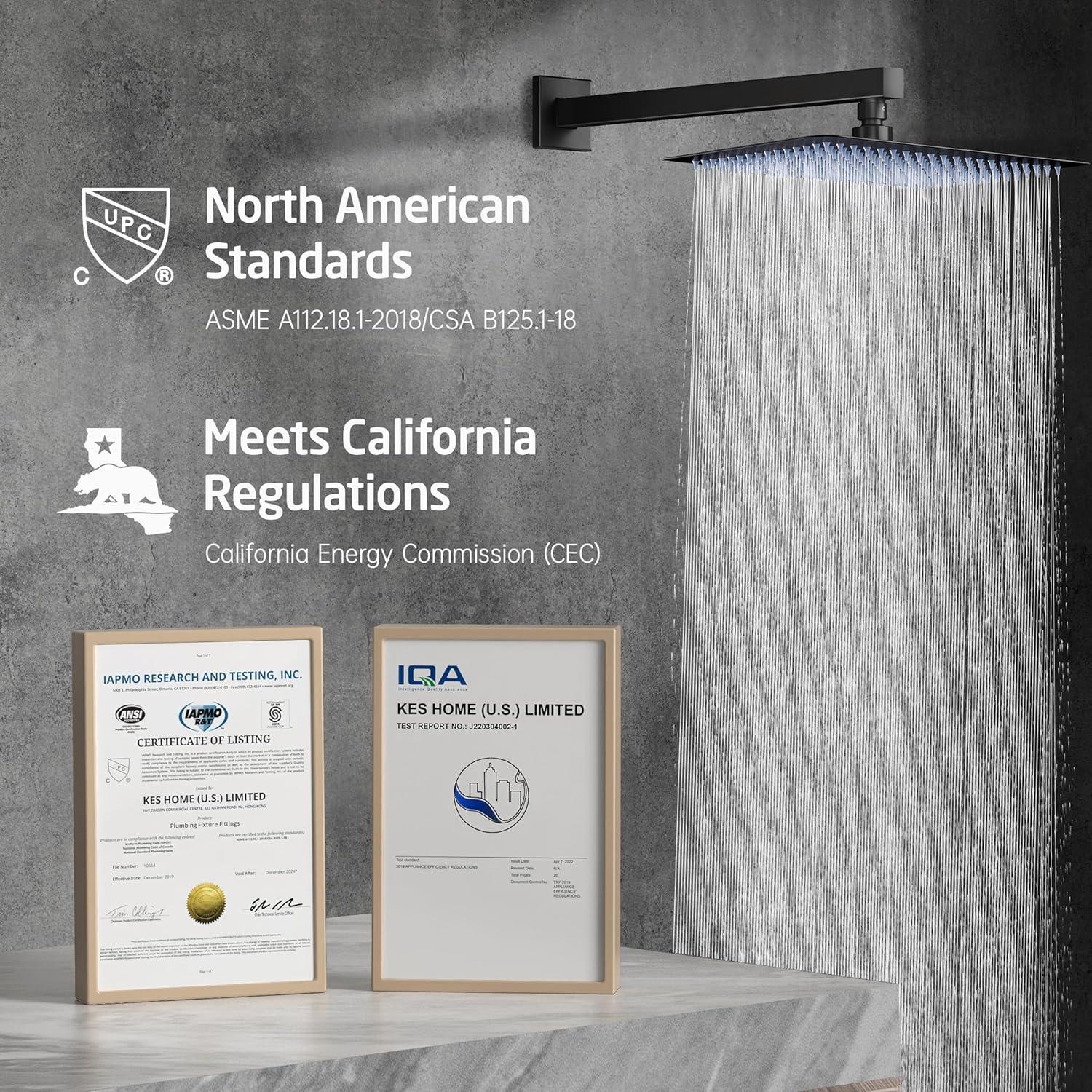 Cabezal de Ducha KES 30x25cm Rectangular Alta Presión Negro