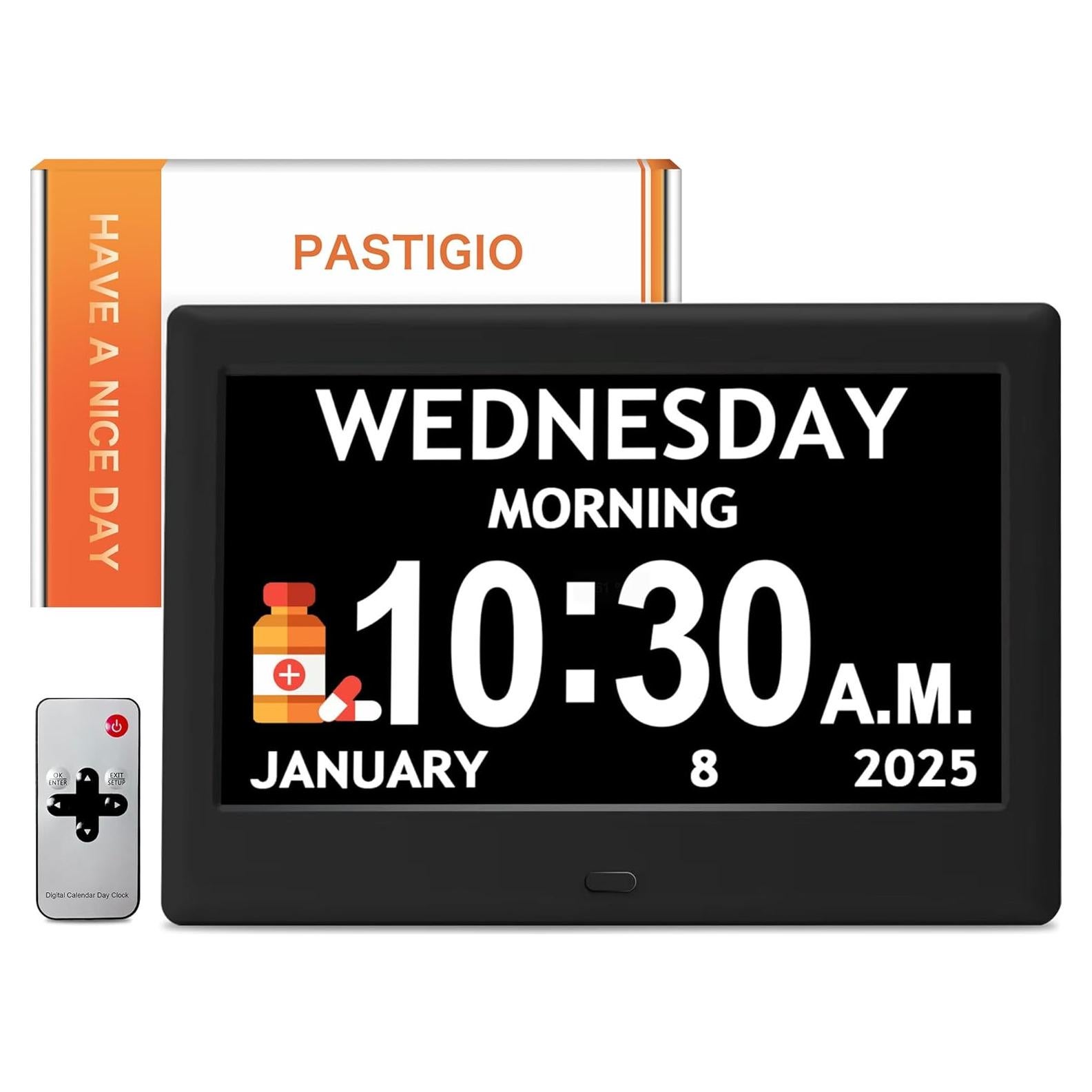 Reloj Digital Pastigio 7" para Ancianos con Alarmas y Control Remoto