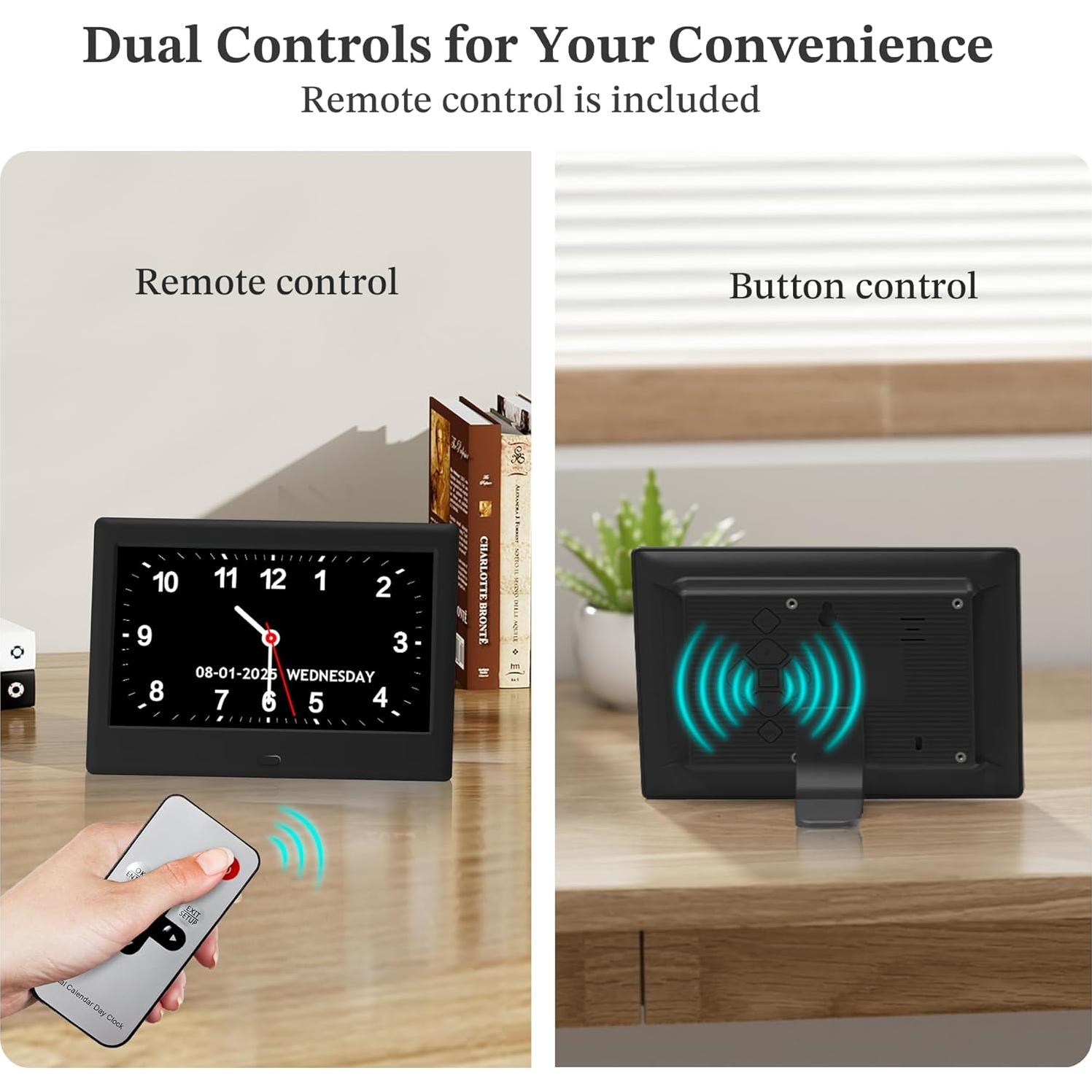 Reloj Digital Pastigio 7" para Ancianos con Alarmas y Control Remoto