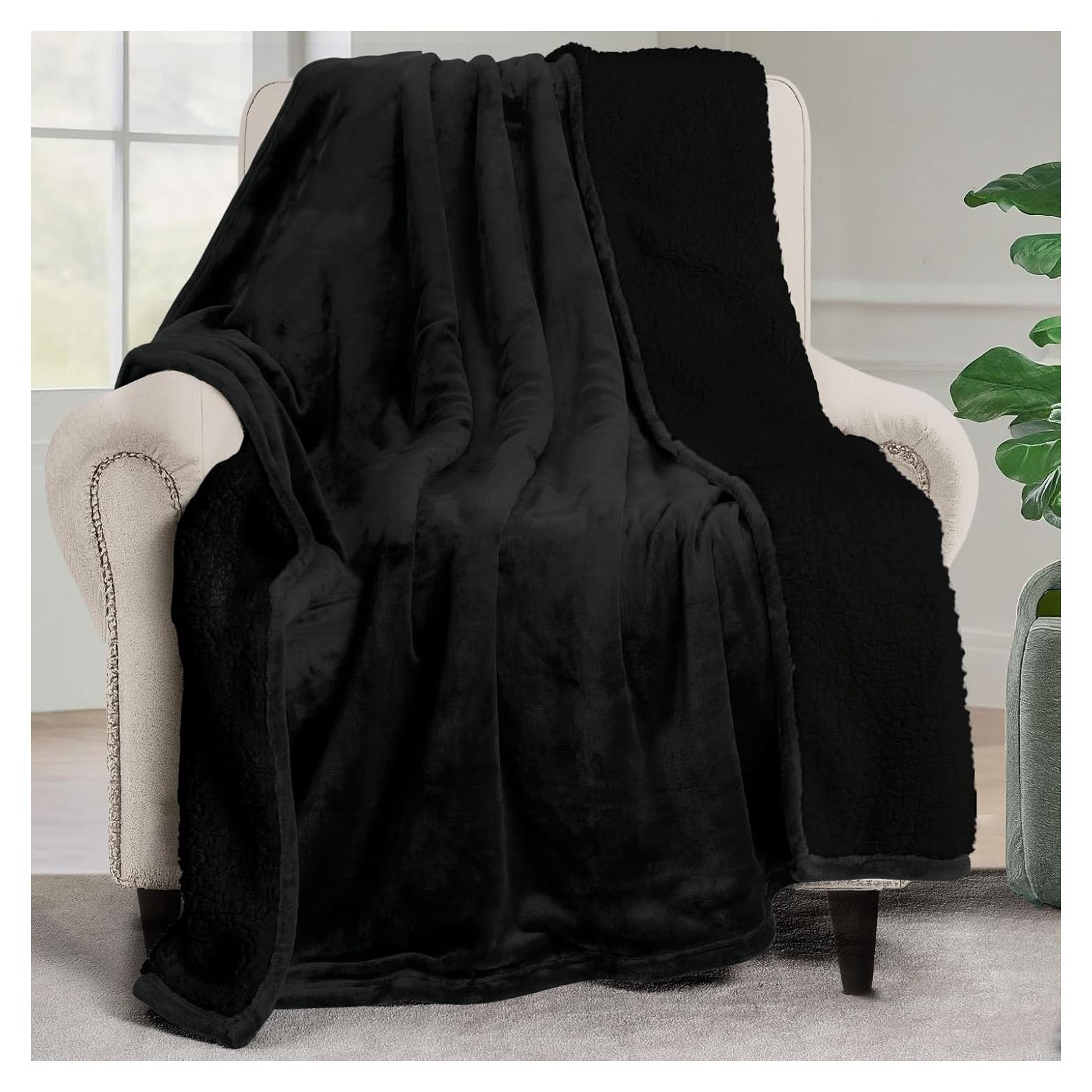 Manta Sherpa Utopia Bedding 127x152 cm Negra Reversible