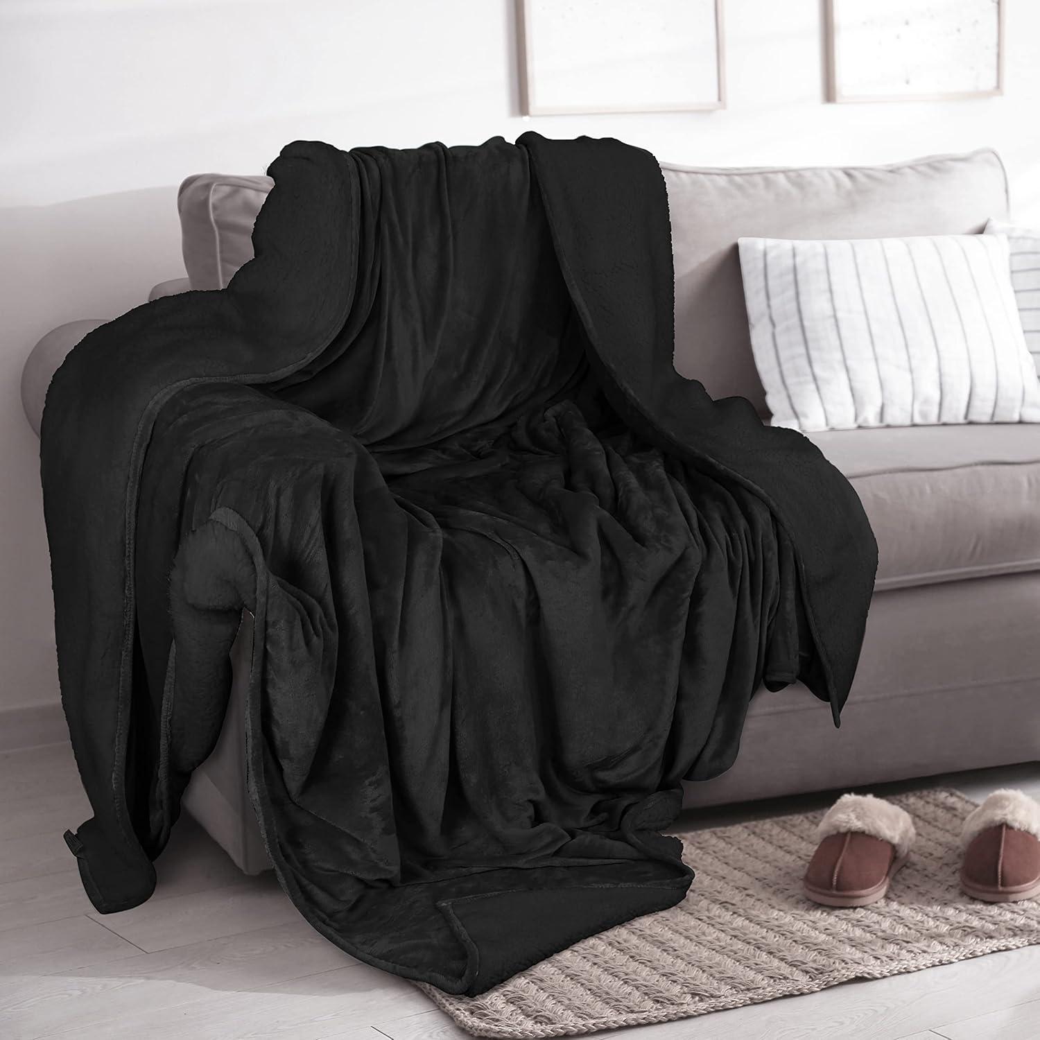 Manta Sherpa Utopia Bedding 127x152 cm Negra Reversible