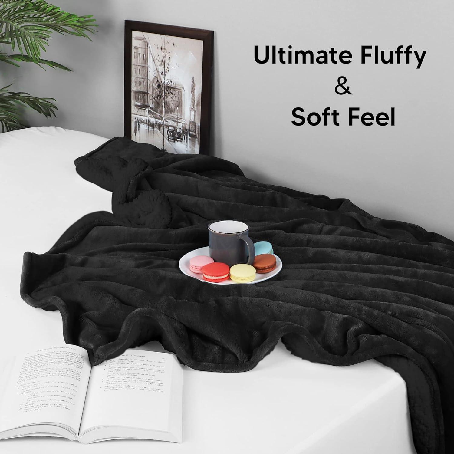 Manta Sherpa Utopia Bedding 127x152 cm Negra Reversible