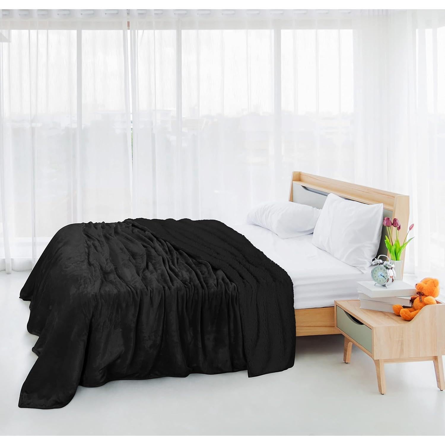 Manta Sherpa Utopia Bedding 127x152 cm Negra Reversible