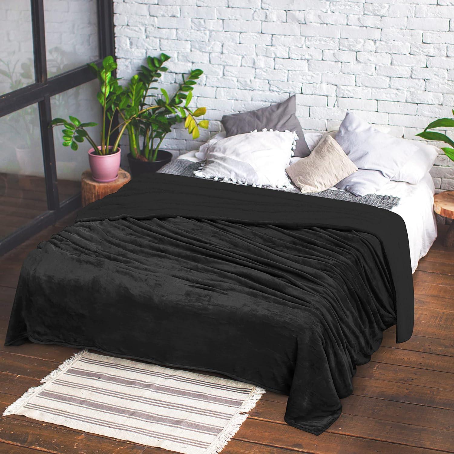 Manta Sherpa Utopia Bedding 127x152 cm Negra Reversible