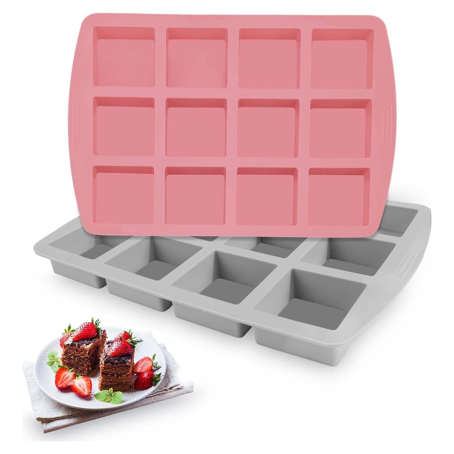 Sartén para Brownies Vodolo 2 Piezas Silicona Antiadherente 12 Cavidades