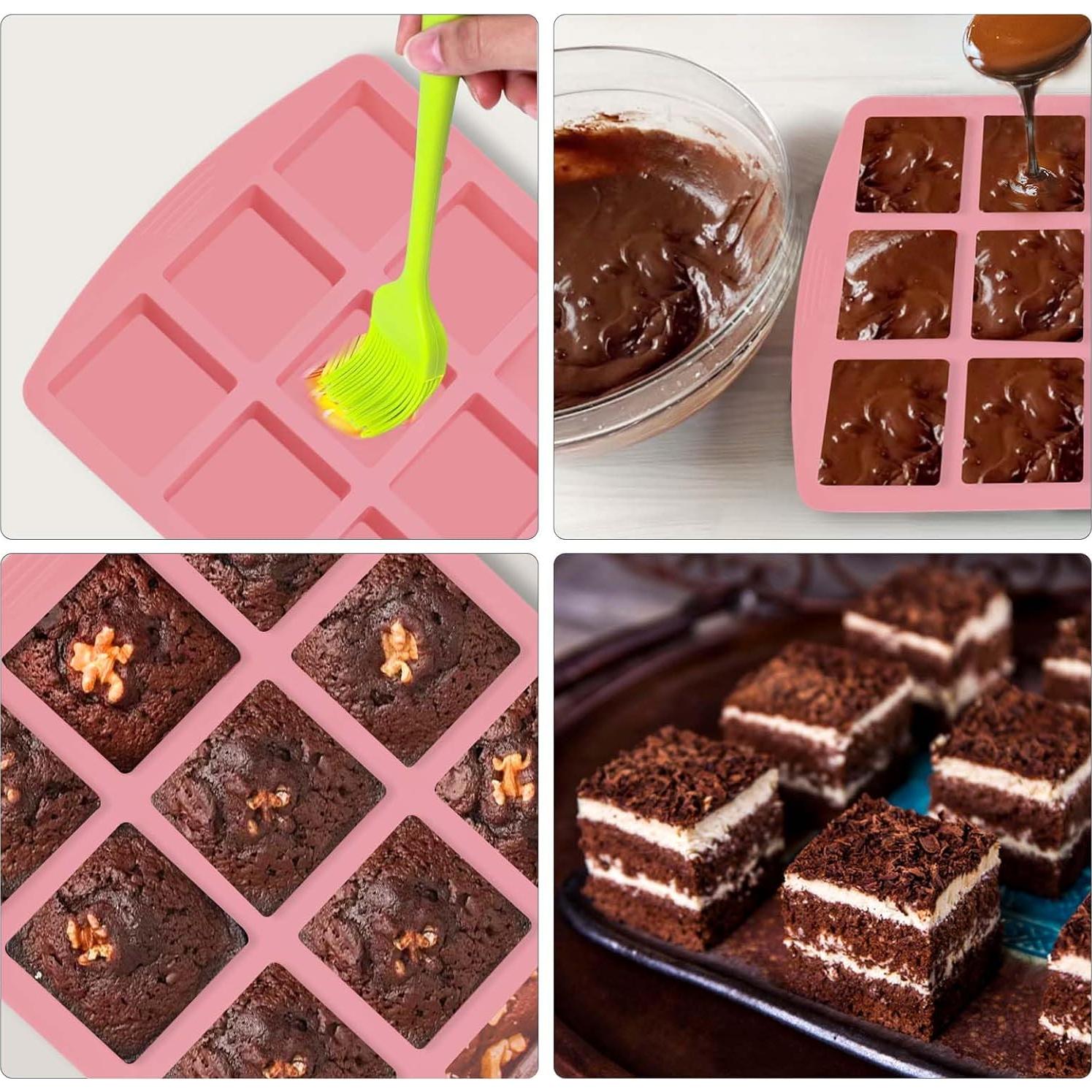 Sartén para Brownies Vodolo 2 Piezas Silicona Antiadherente 12 Cavidades