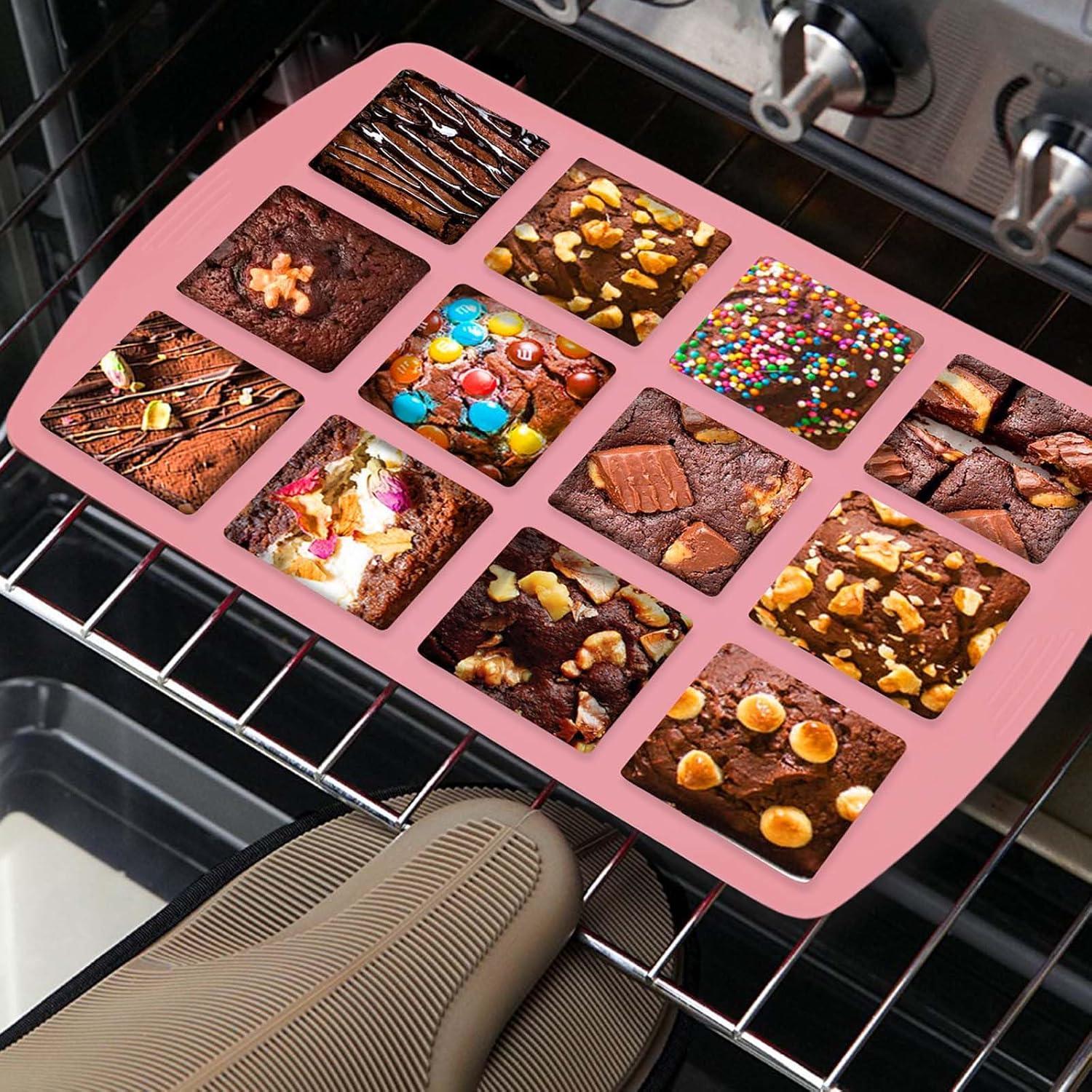 Sartén para Brownies Vodolo 2 Piezas Silicona Antiadherente 12 Cavidades