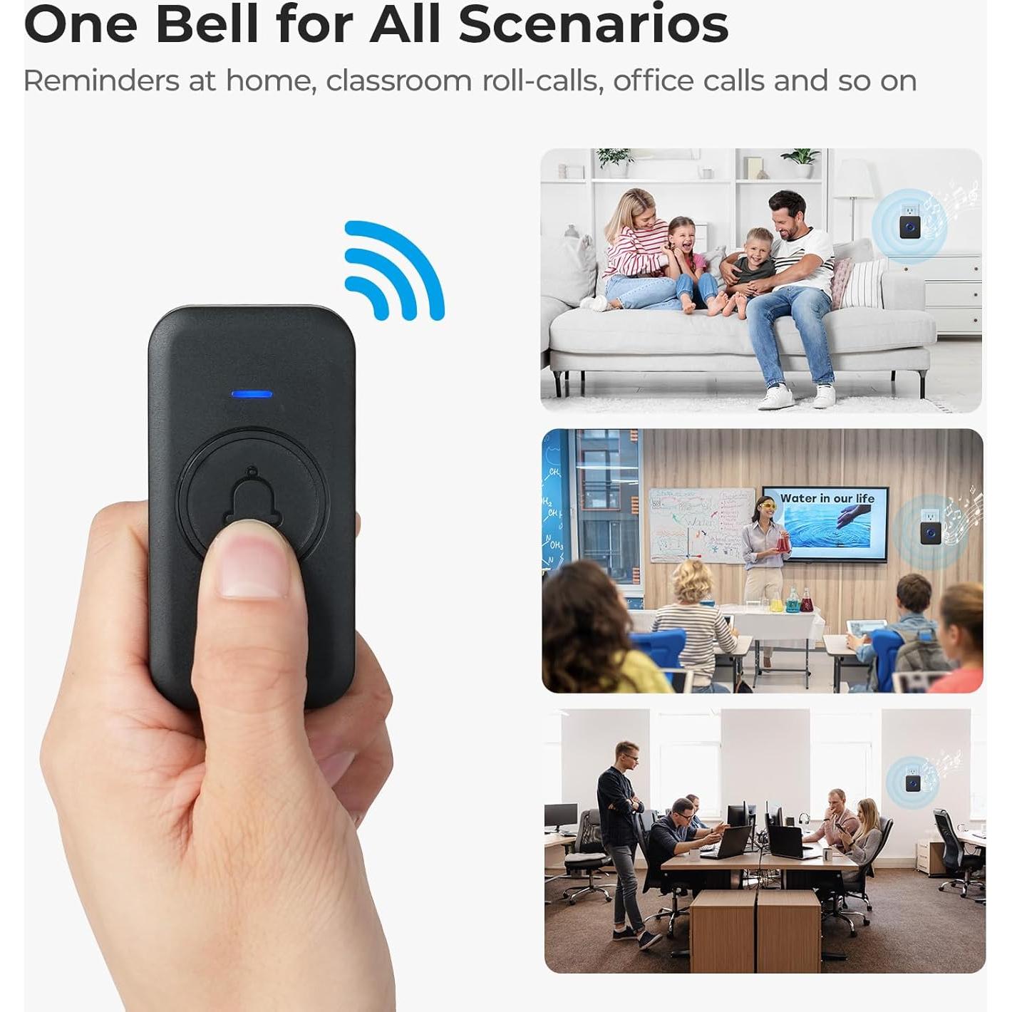 Timbre Inalámbrico FOVKSUC 60 Melodías a Prueba de Agua